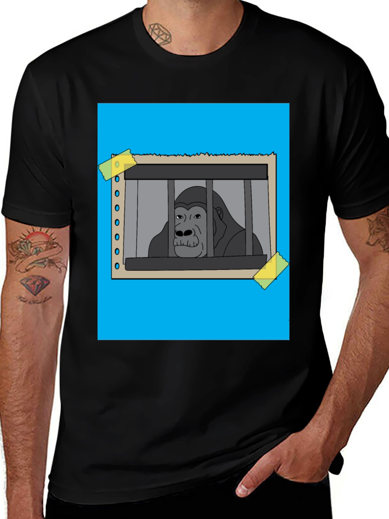 Variant 2 of Gorilla Behind Bars Graphic T-Shirt