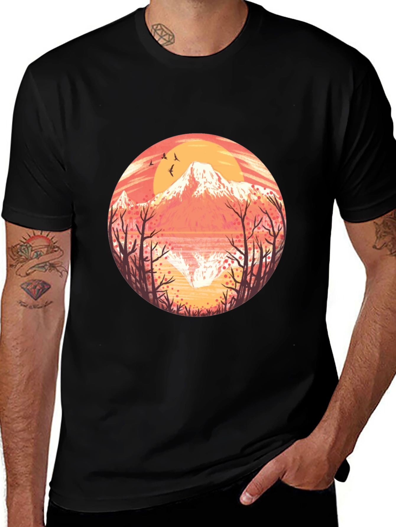 Variant 8 of Mountain Sunset Graphic Tee - Stylish Nature Design