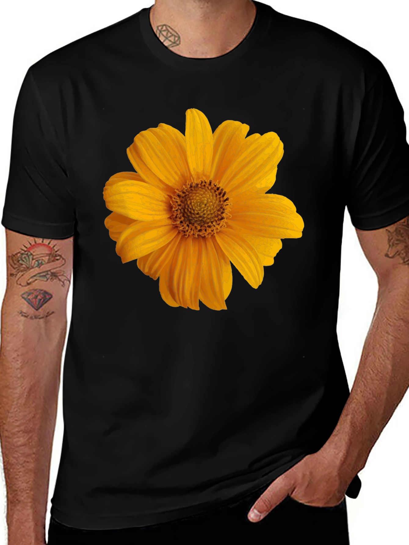 Variant 19 of Sunflower Graphic Black T-Shirt