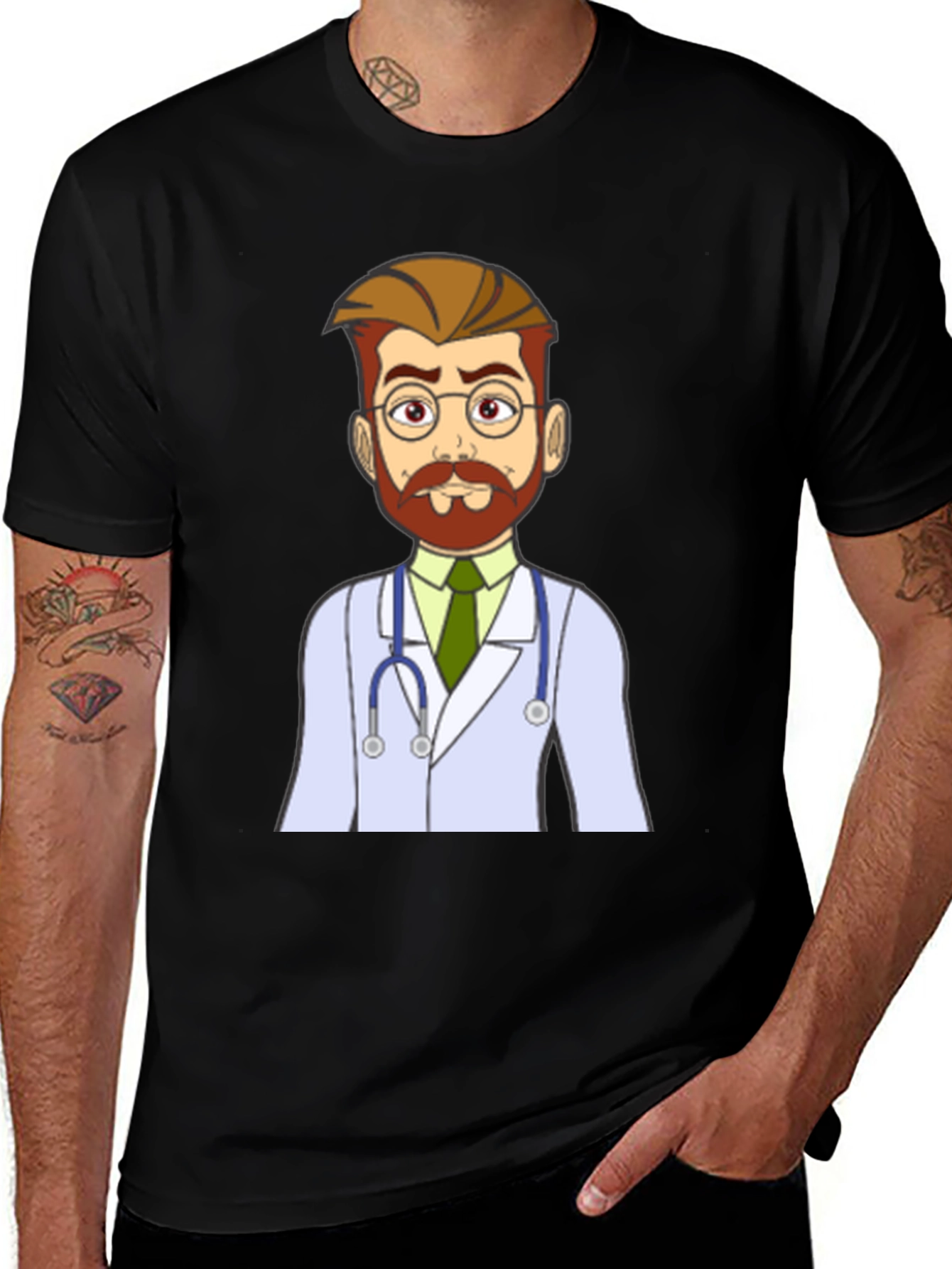 Variant 28 of Cartoon Doctor Graphic T-Shirt - Medical Humor Tee