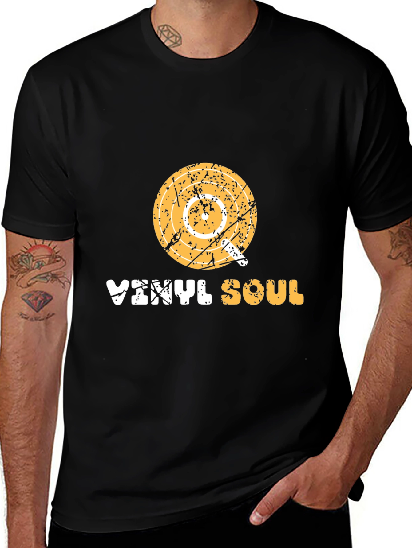 Black Vinyl Soul Graphic Tee - Retro Music T-Shirt main image