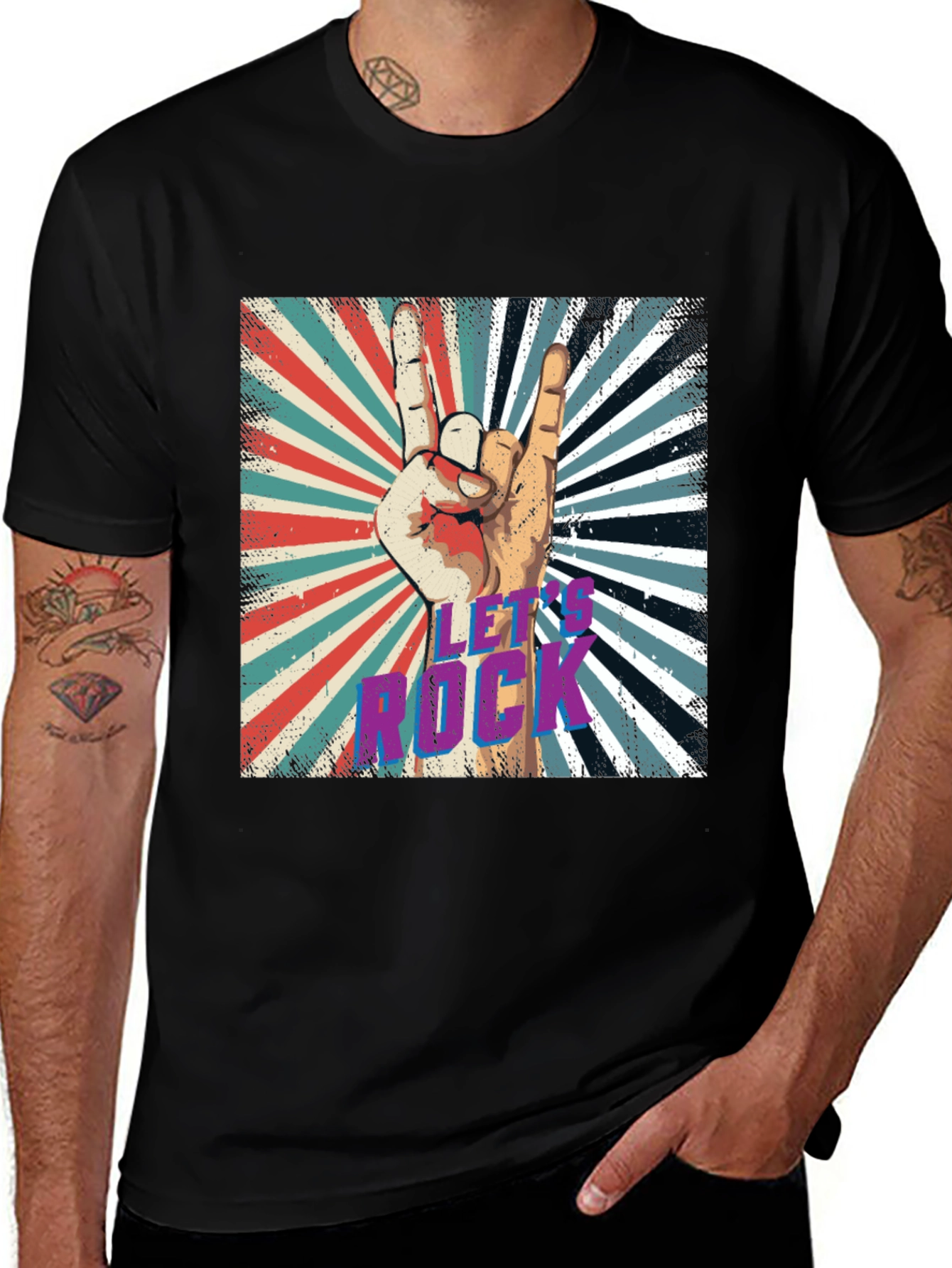 Variant 20 of Let's Rock Graphic Tee - Vintage Style