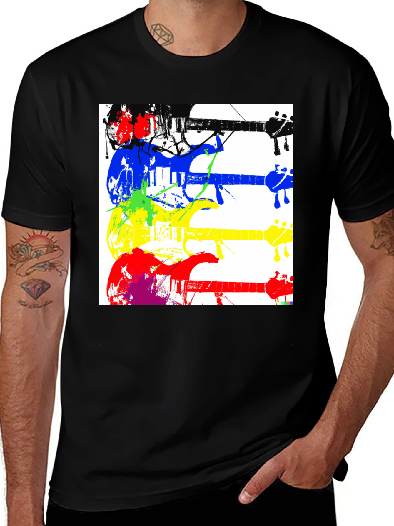 Variant 14 of Colorful Guitars Graphic T-Shirt - Music Lover Tee