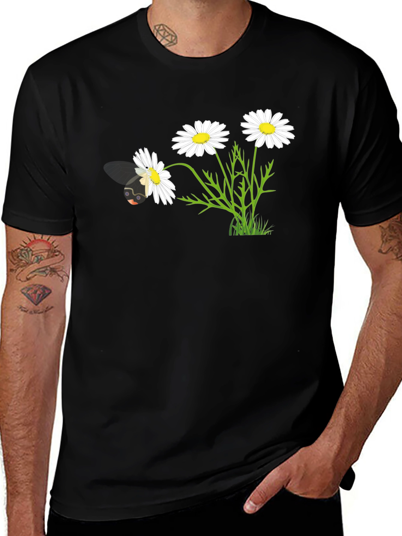 Variant 20 of Daisy Bee Graphic T-Shirt - Black Cotton Blend