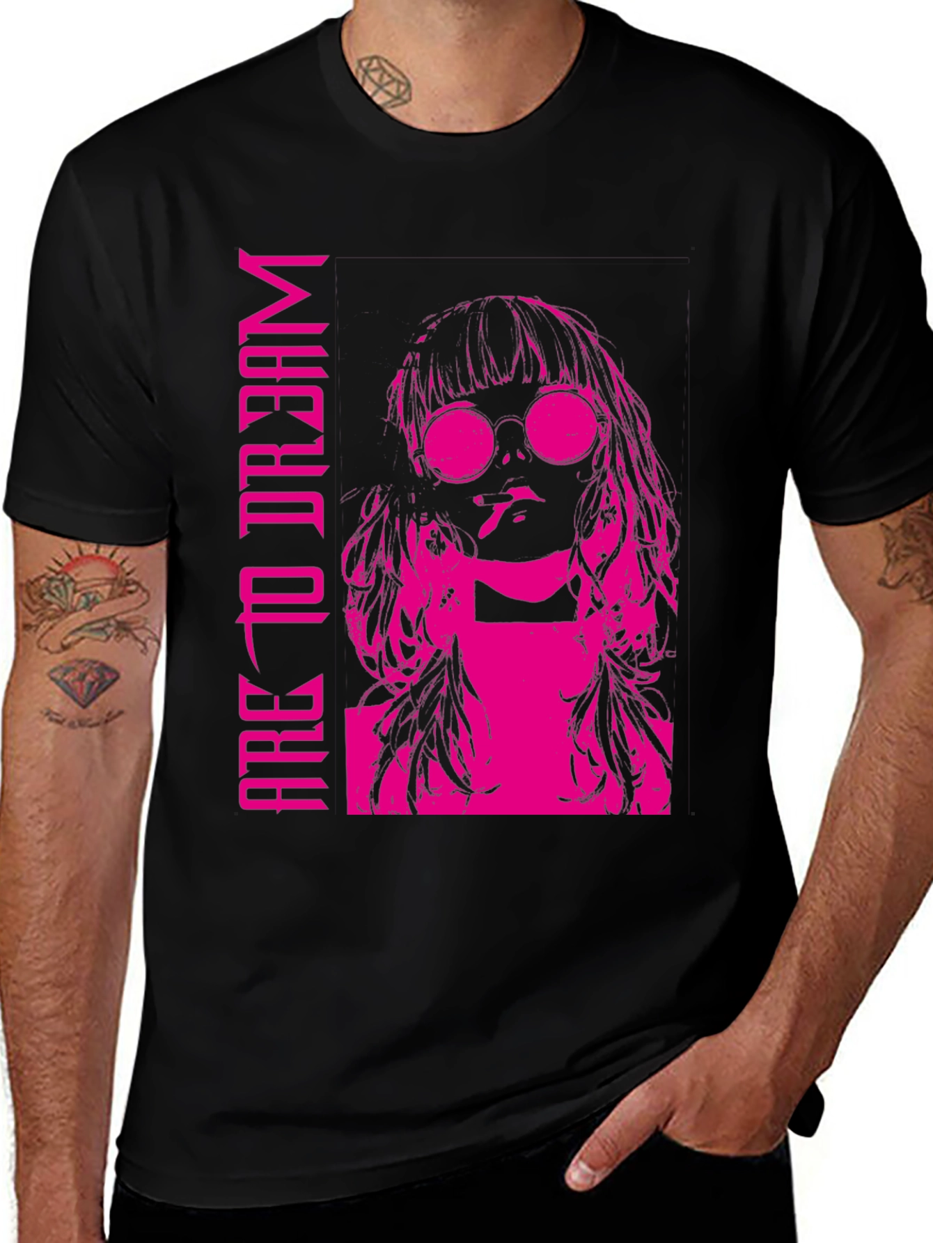 Edgy Pink Graphic T-Shirt - Are To Dream