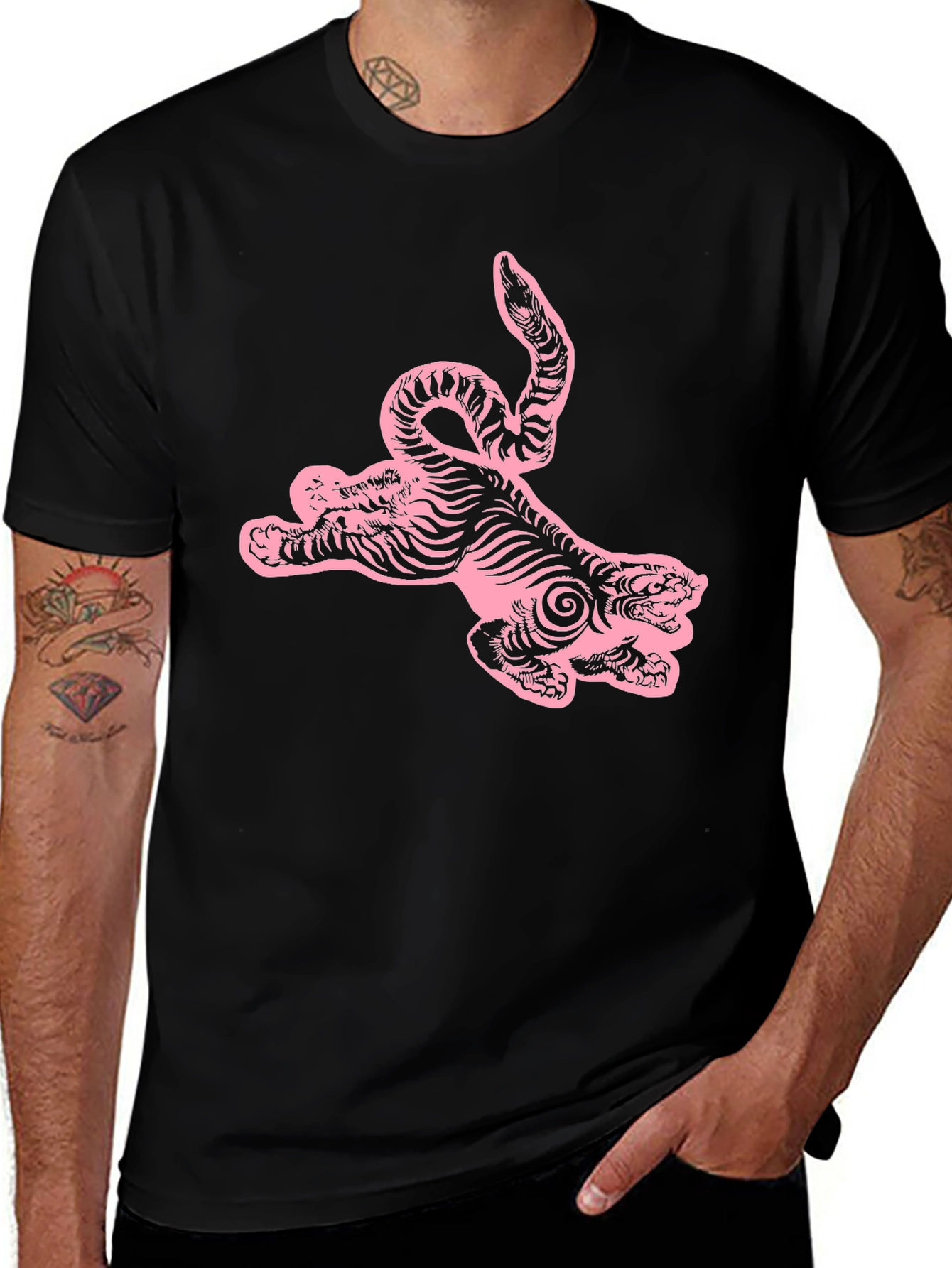 Variant 26 of Pink Tiger Graphic Black Tee