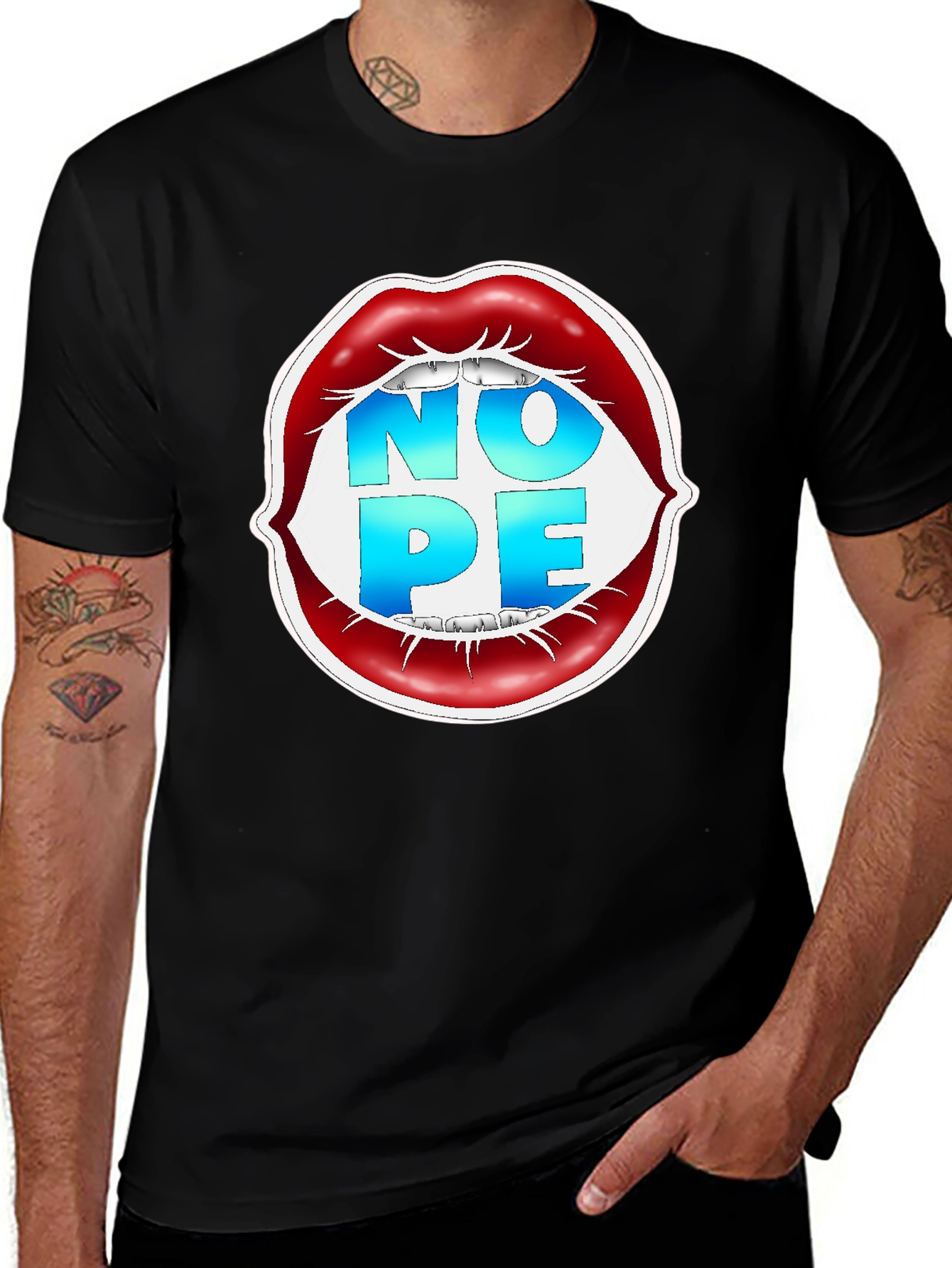 Nope Lips Graphic T-Shirt - Unisex Casual Tee