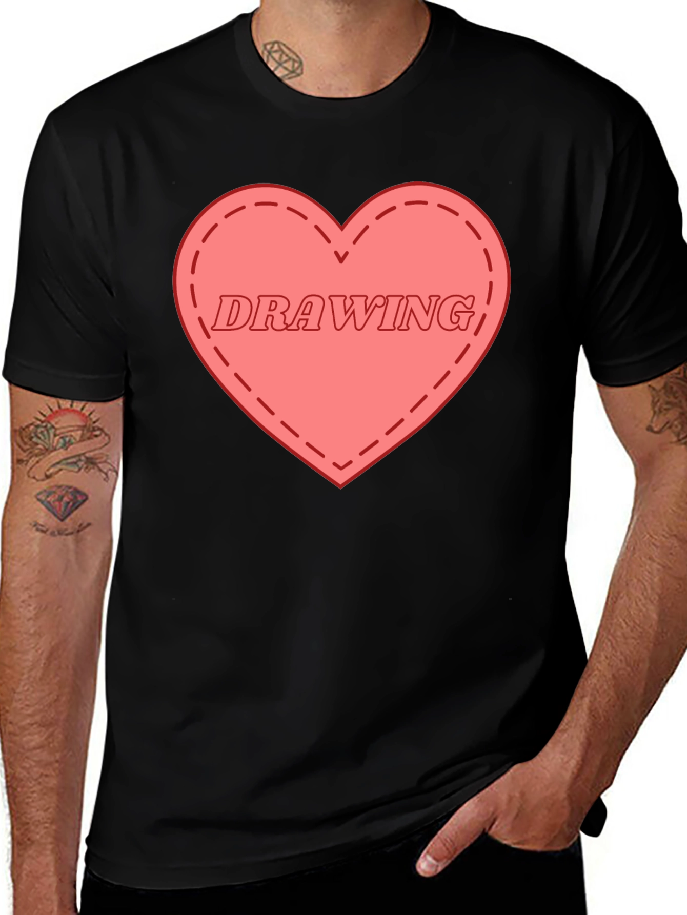 Drawing Heart Graphic Tee - Black