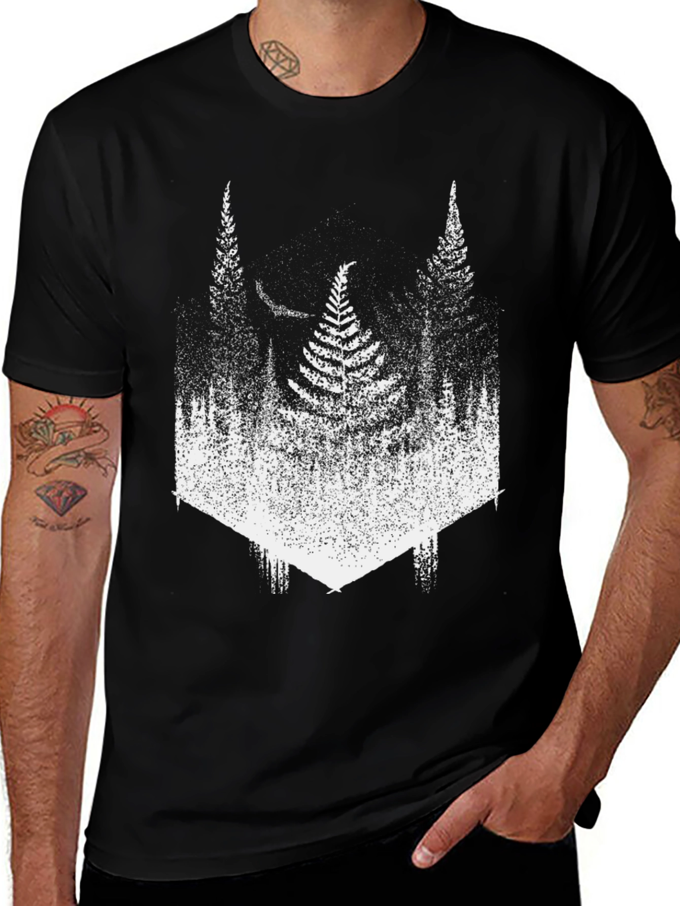 Variant 4 of Nature Inspired Forest T-Shirt - Black
