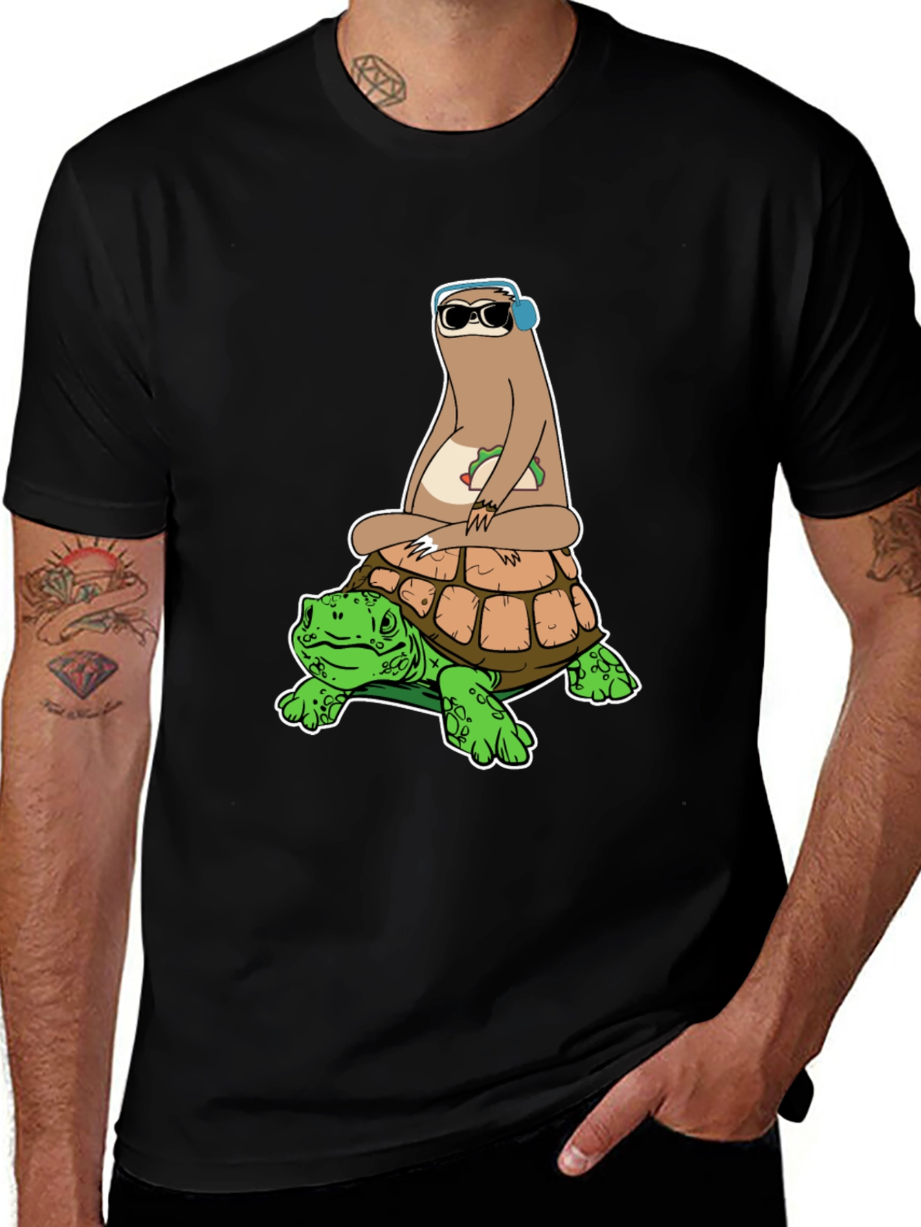 Variant 5 of Sloth Riding Turtle Graphic Tee