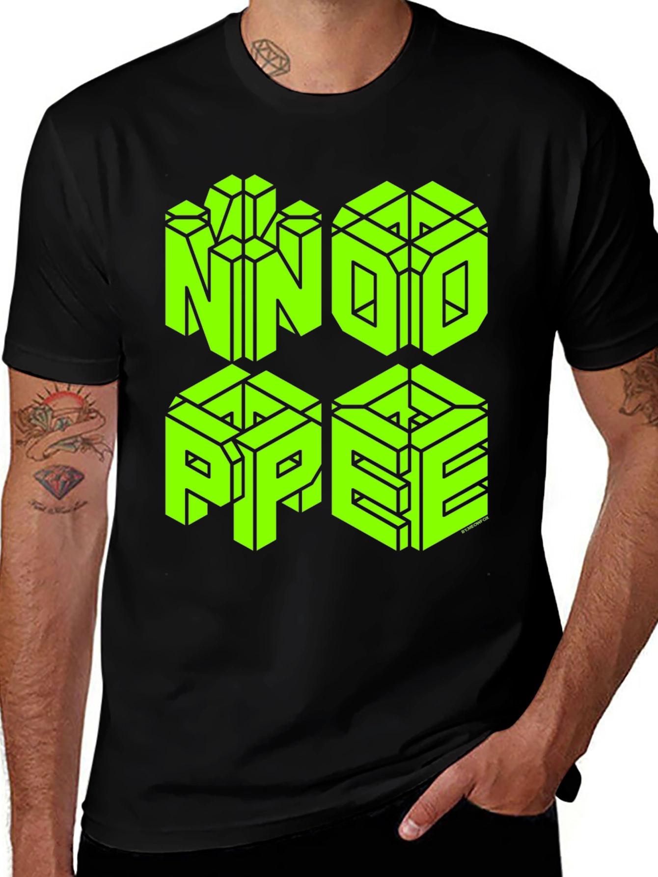 Geometric NOPE T-Shirt - Neon Green Graphic Tee