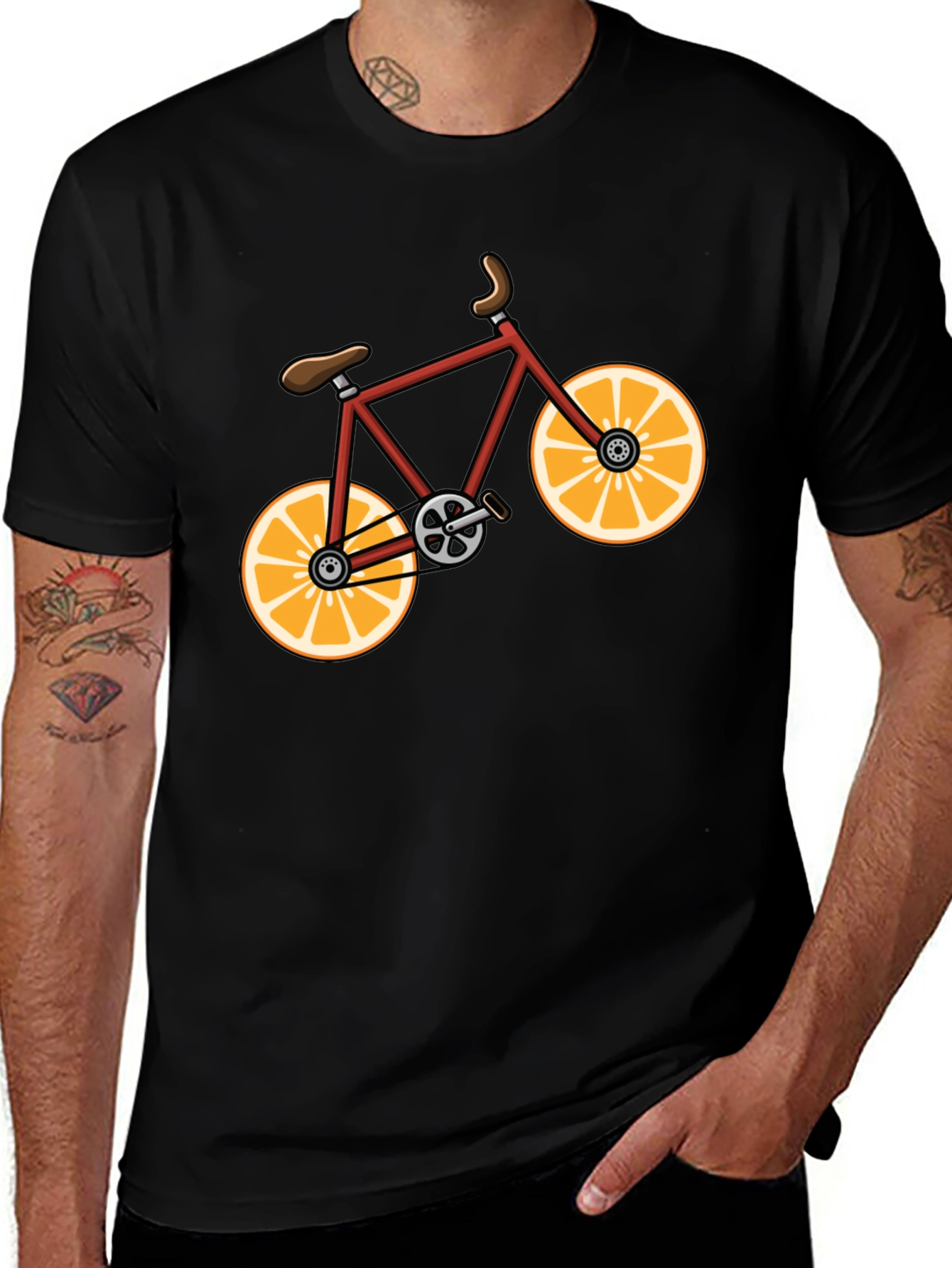 Variant 23 of Orange Bike Graphic Tee - Fun & Stylish