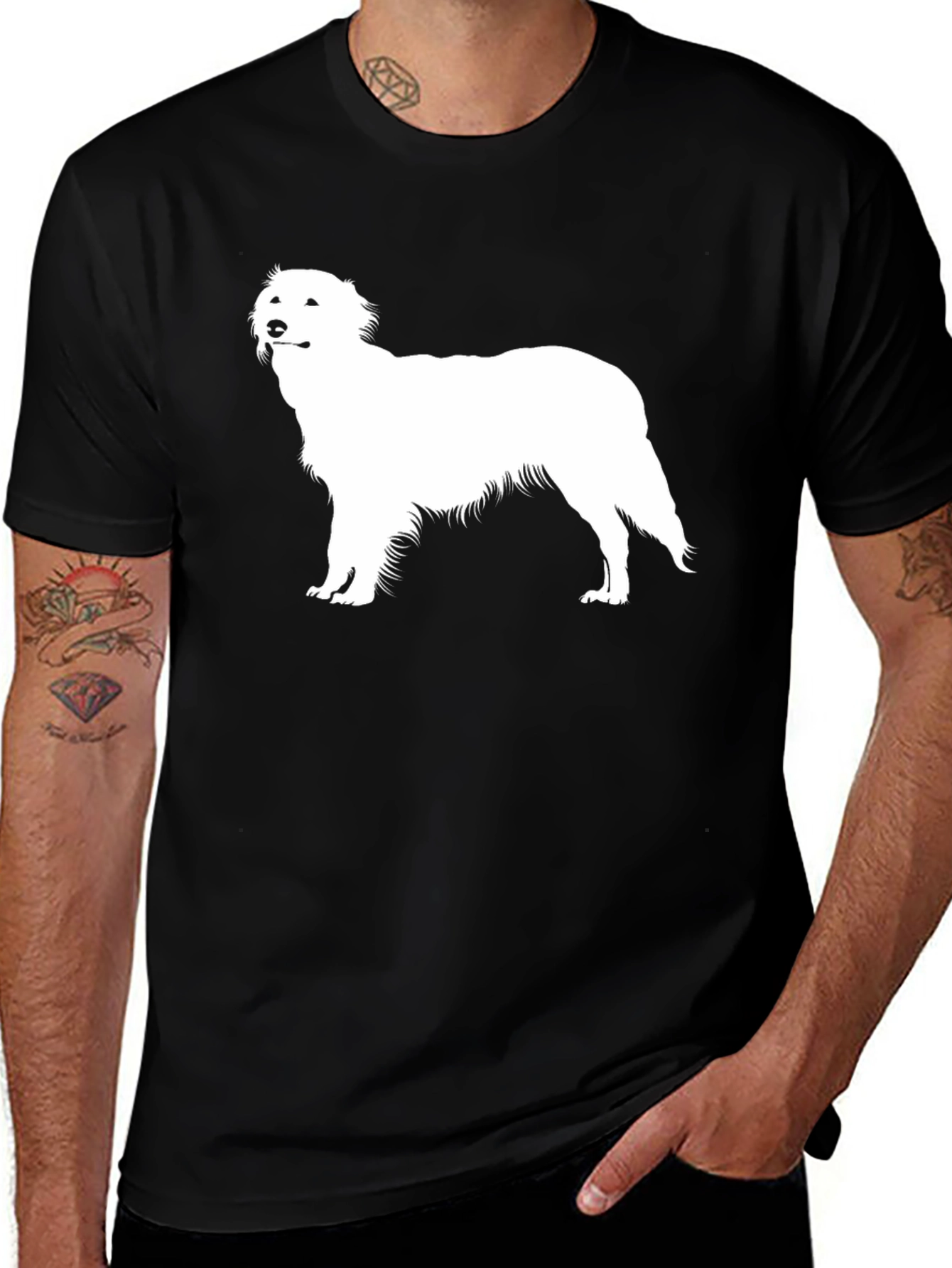 Variant 26 of Dog Silhouette Graphic Tee - Black Cotton