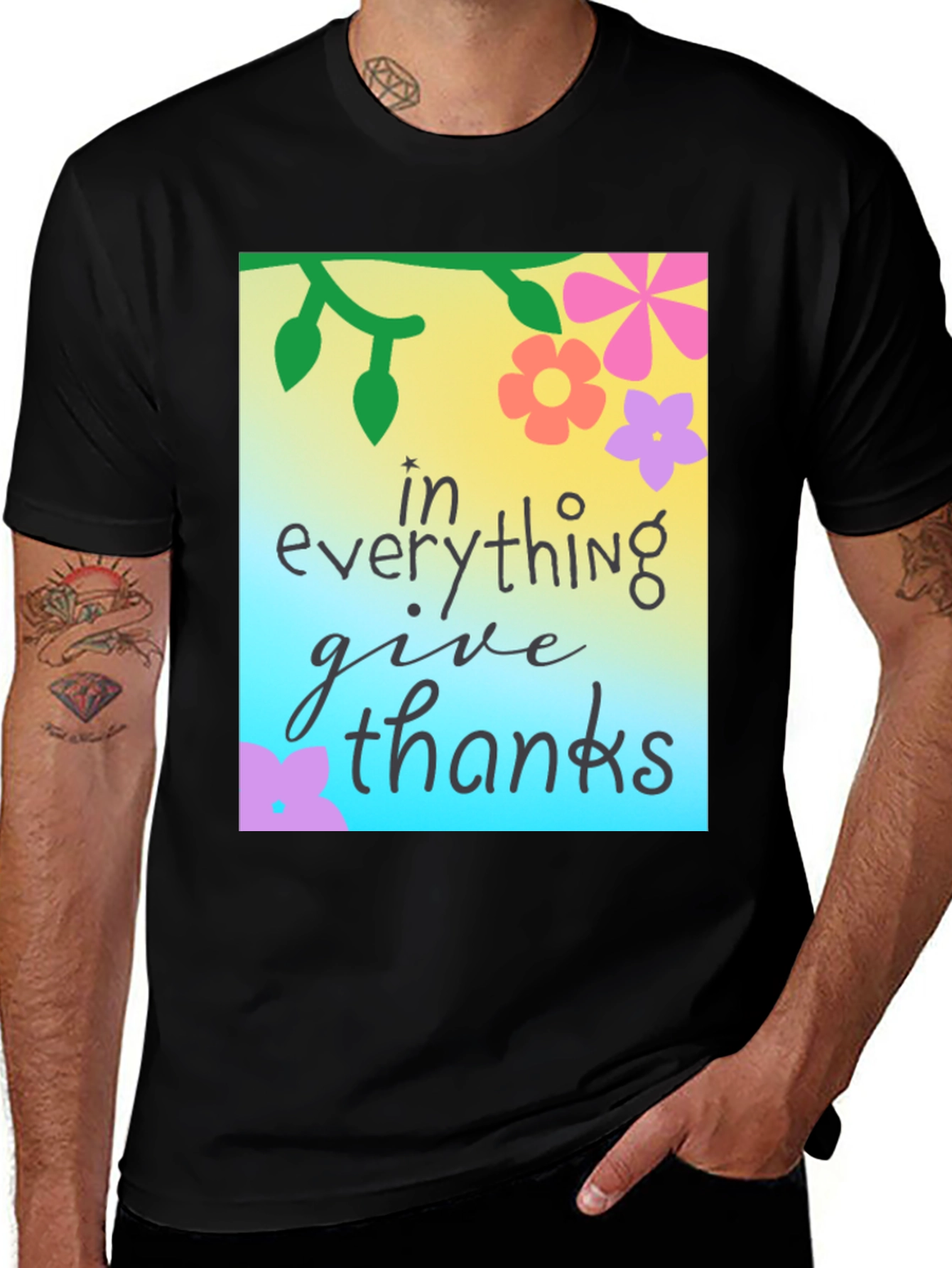 Variant 2 of In Everything Give Thanks Floral T-Shirt