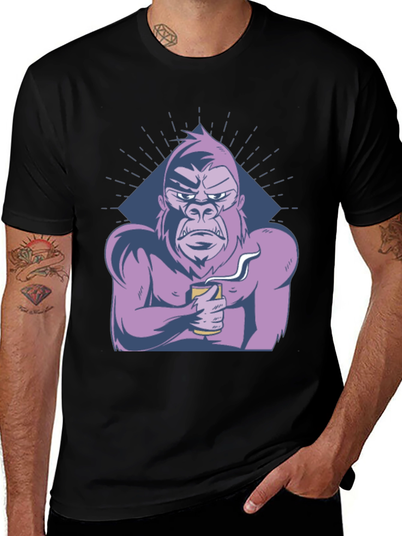 Variant 13 of Cool Gorilla T-Shirt - Coffee Lover Ape Tee