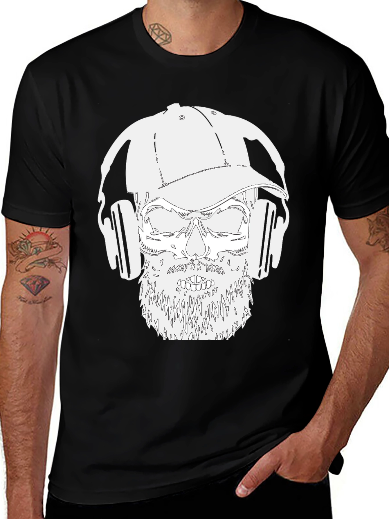 Variant 23 of Skull with Headphones Graphic Tee