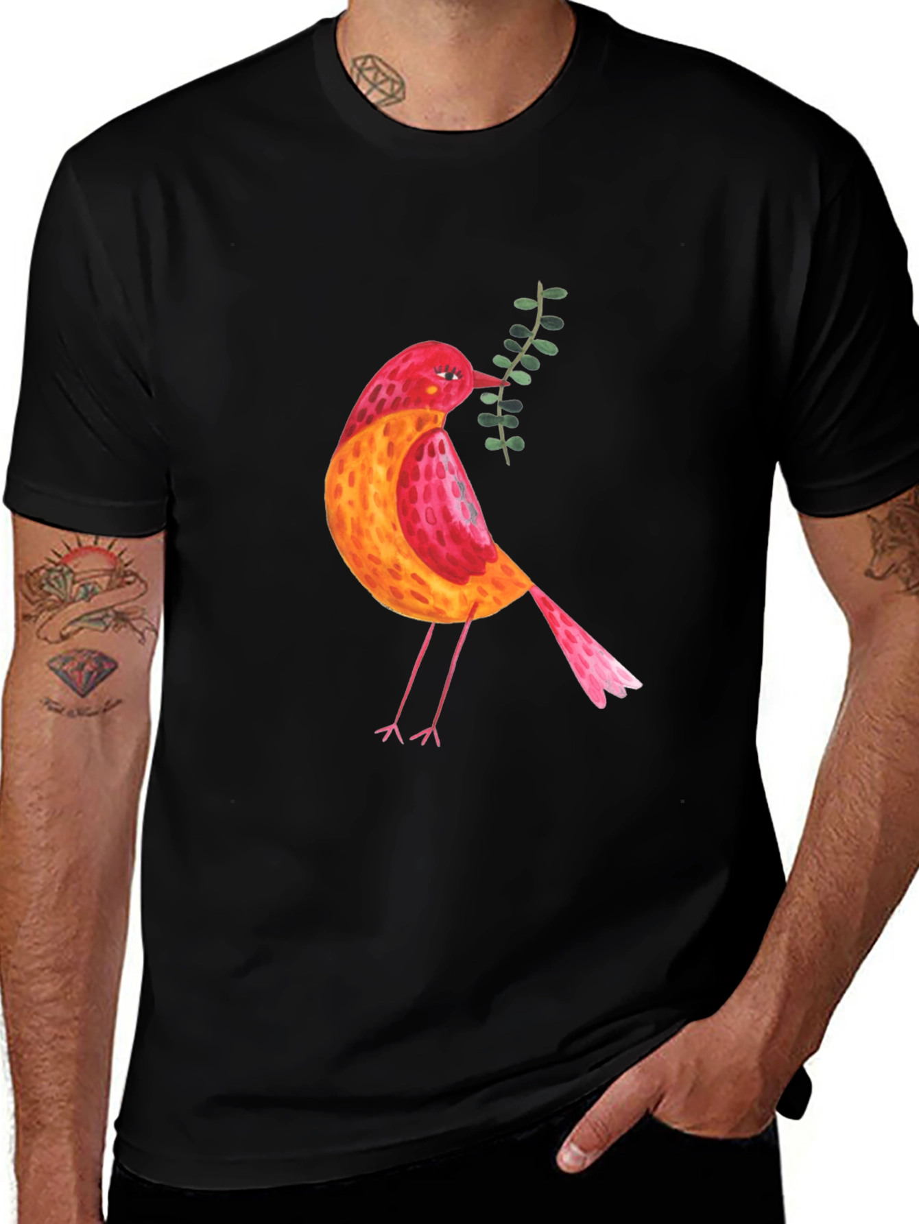 Variant 19 of Bird & Branch Graphic Tee - Stylish Men's Black T-Shirt