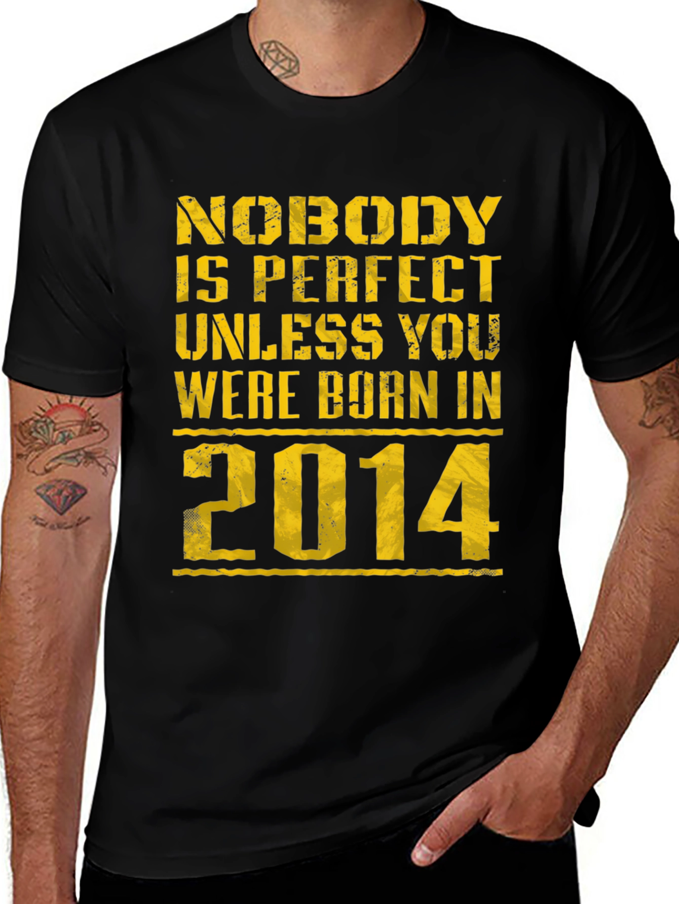 Variant 30 of Born in 2014 Black Graphic T-Shirt