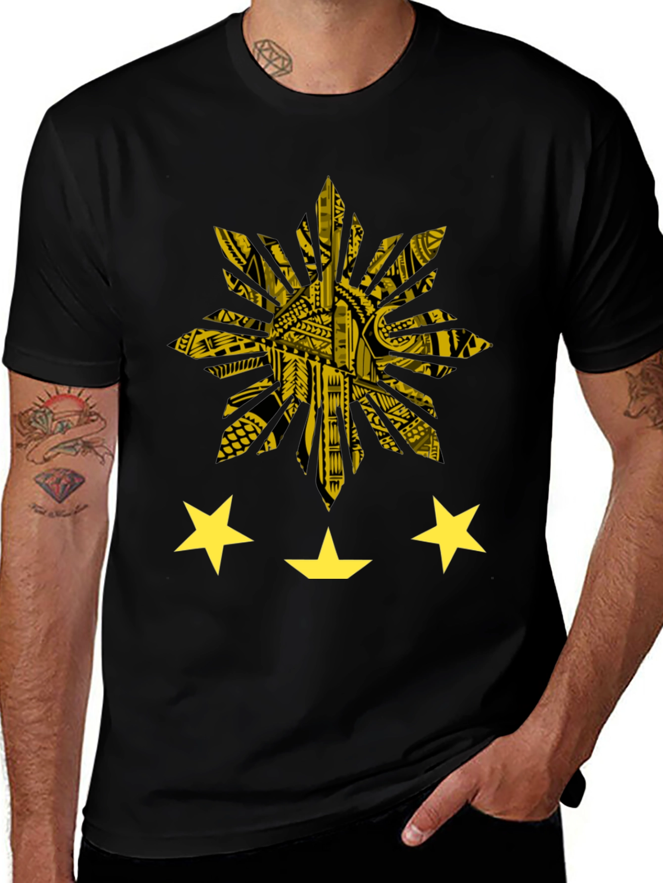 Variant 30 of Philippine Sun & Stars Graphic Tee - Black