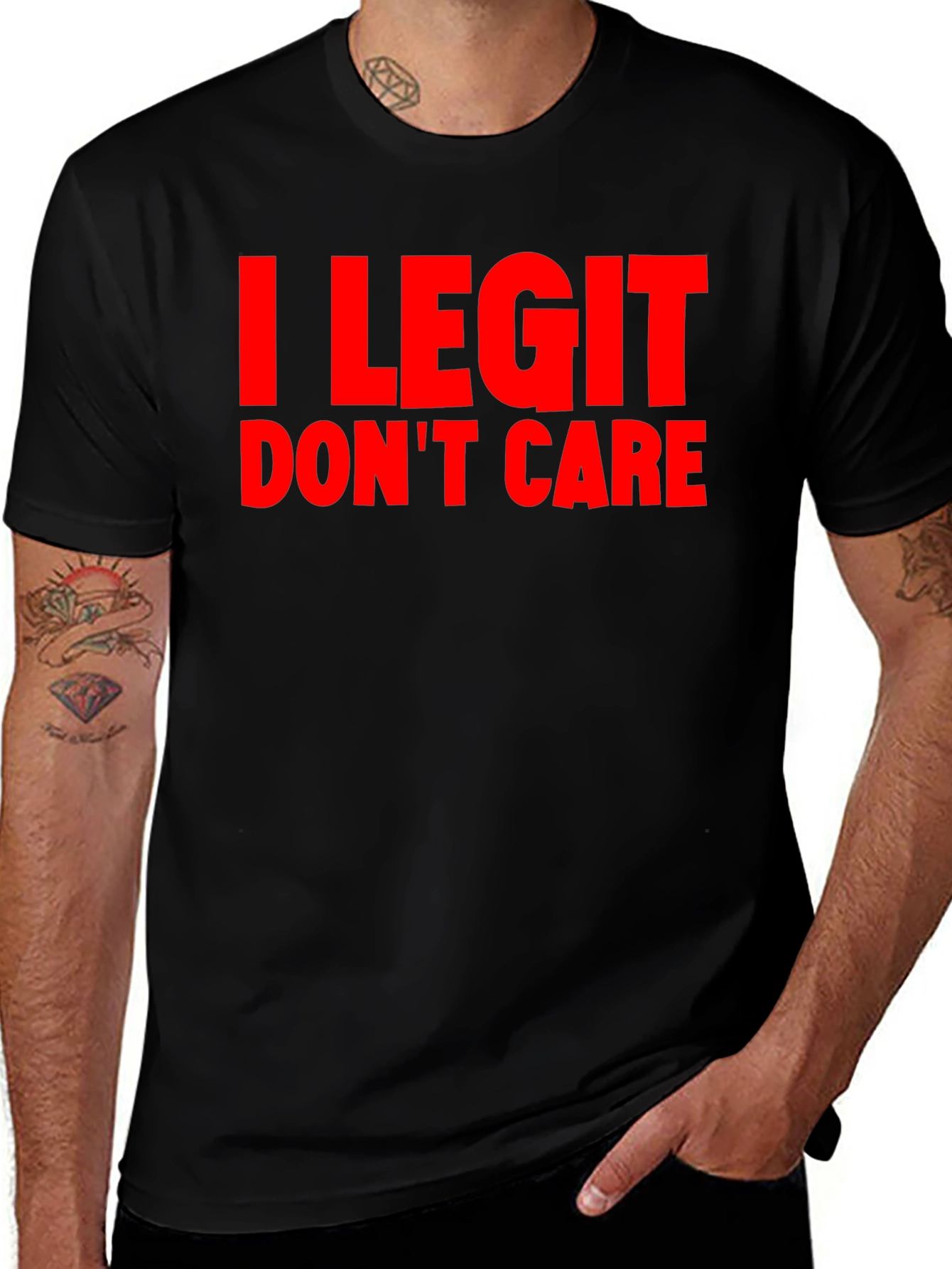 Variant 13 of I Legit Don't Care Graphic Tee - Men's Black T-Shirt