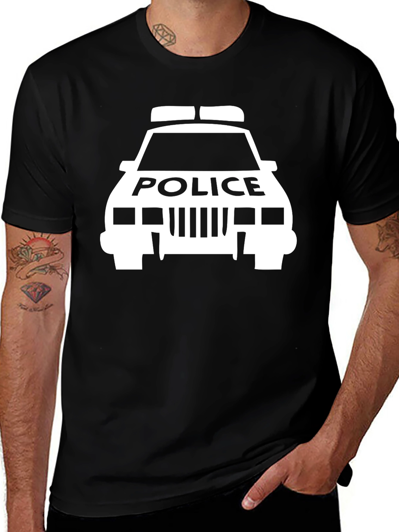 Variant 17 of Police Car Graphic Tee - Black