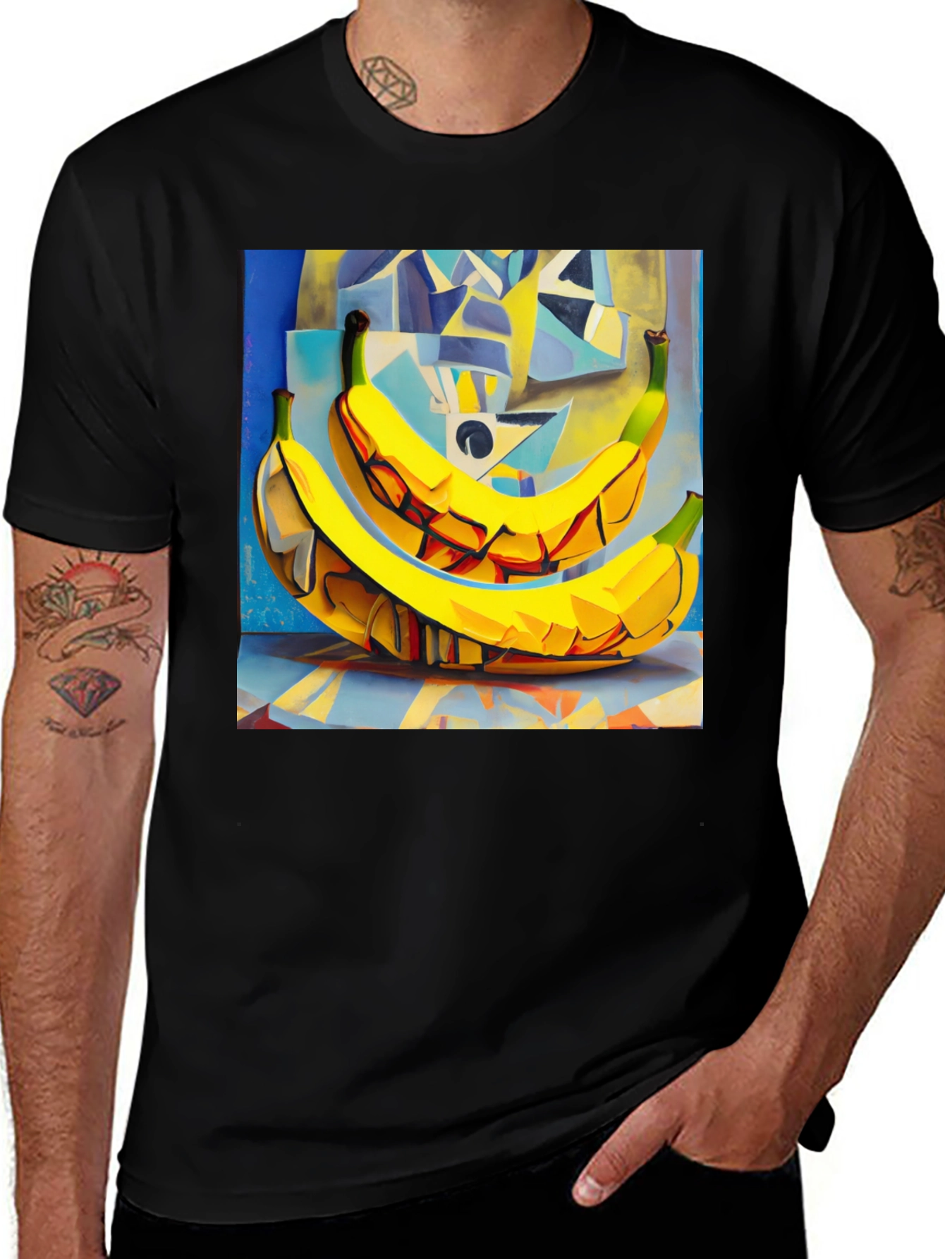 Variant 2 of Abstract Banana Art Print Men's Black T-Shirt