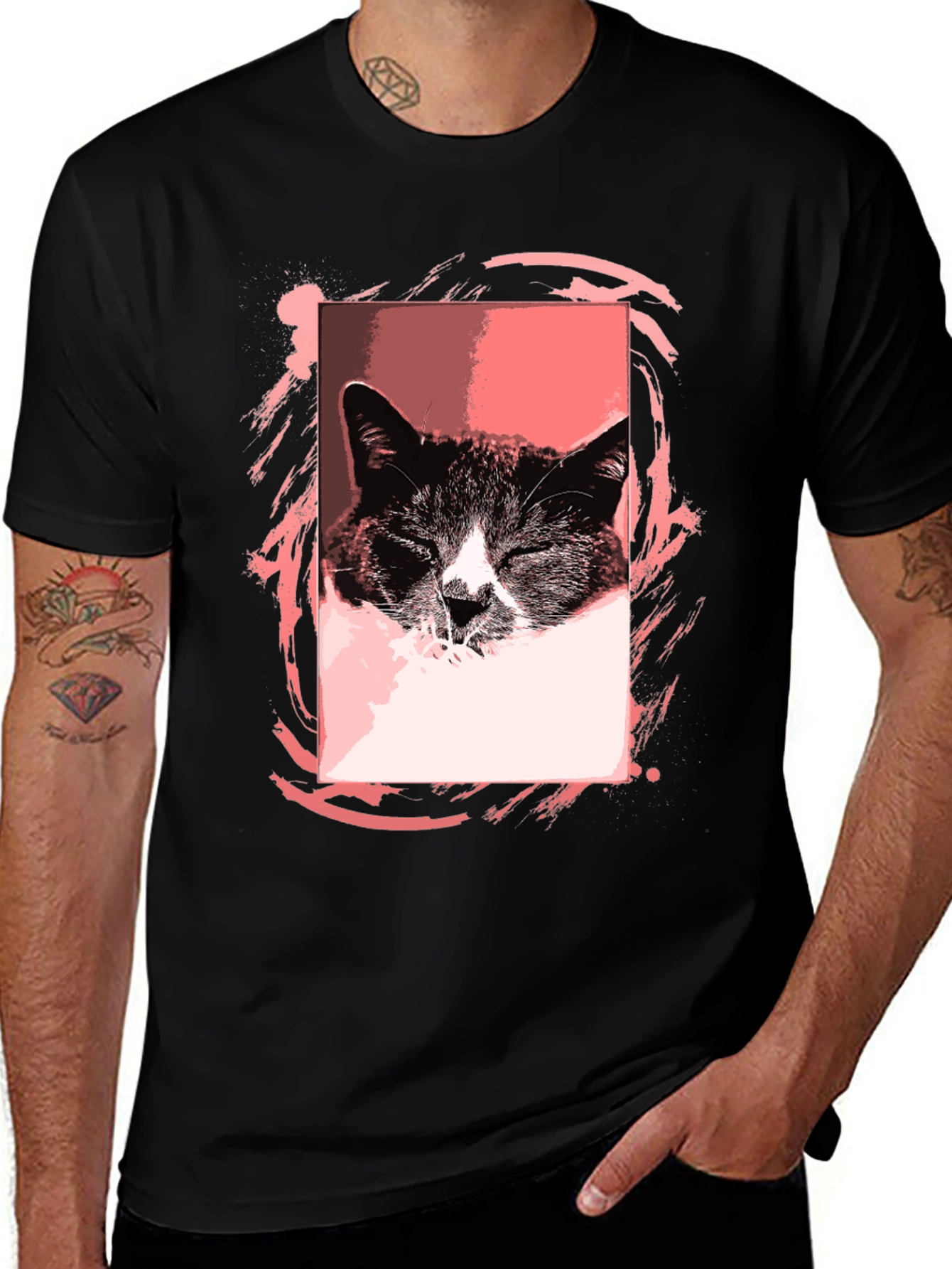 Variant 17 of Cool Cat Graphic Tee - Black