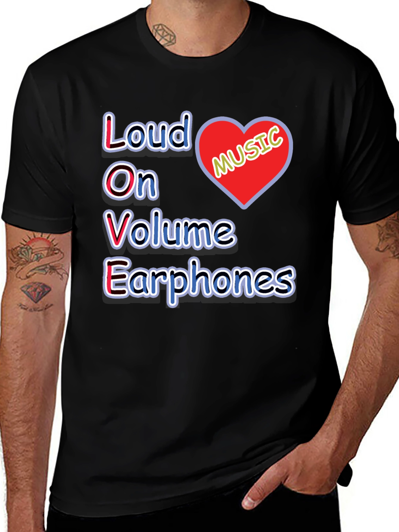 Variant 19 of Loud Music T-Shirt - Volume Earphones