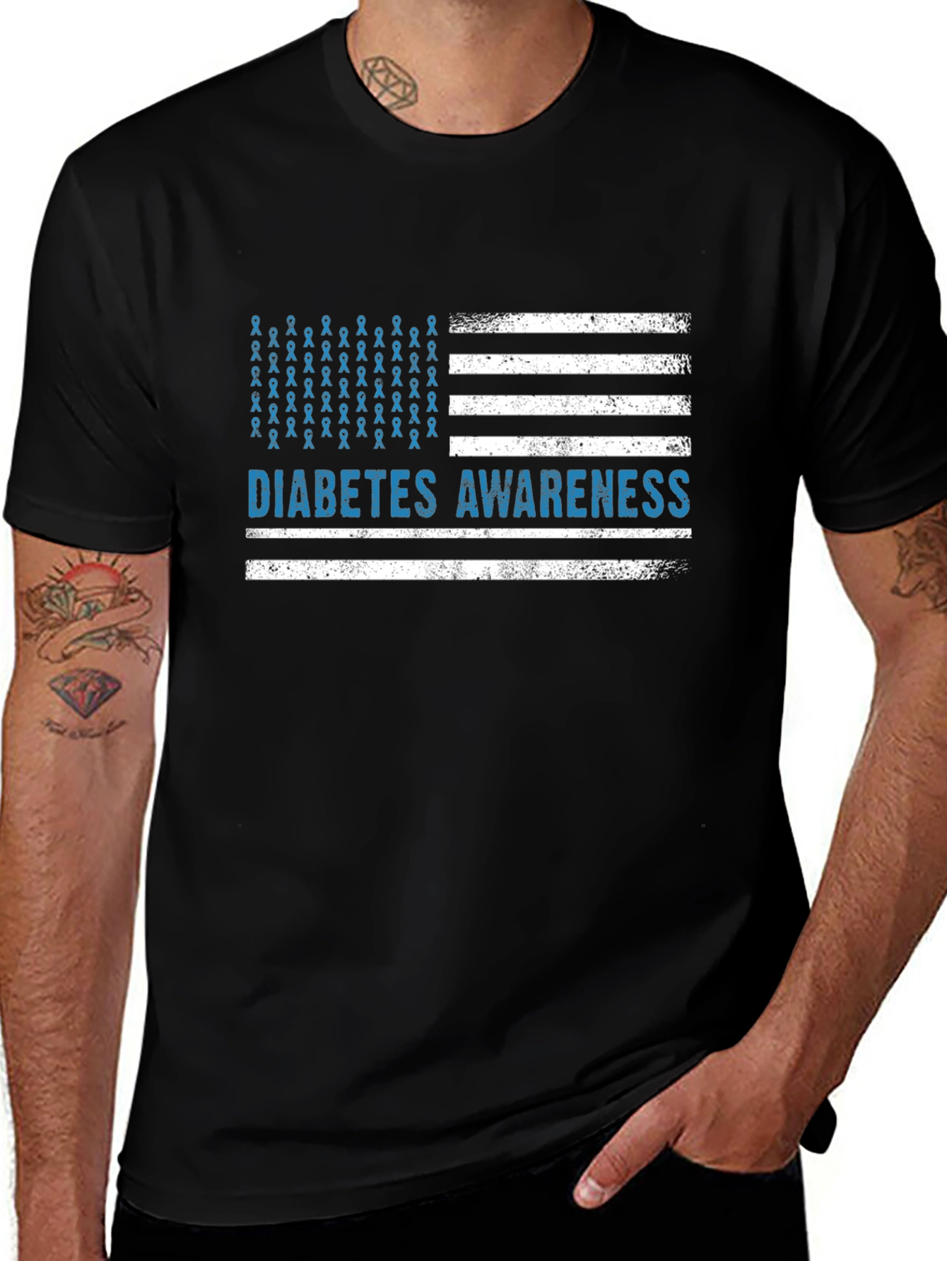 Variant 3 of Diabetes Awareness American Flag T-Shirt