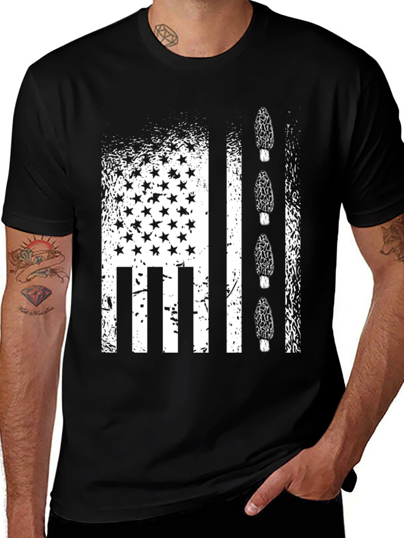 Variant 29 of Morel Mushroom American Flag T-Shirt