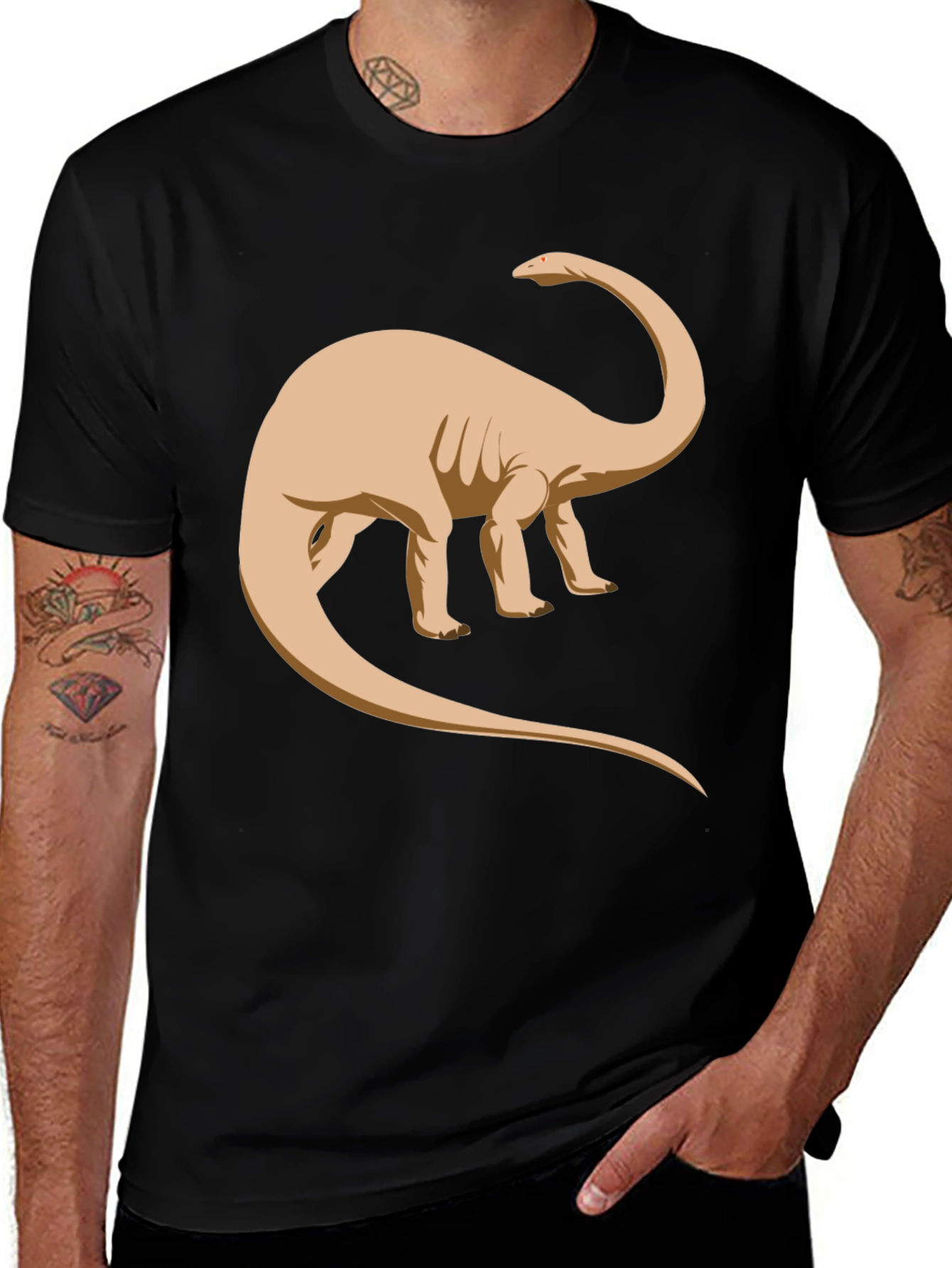 Variant 28 of Dinosaur Graphic T-Shirt - Black Cotton Blend