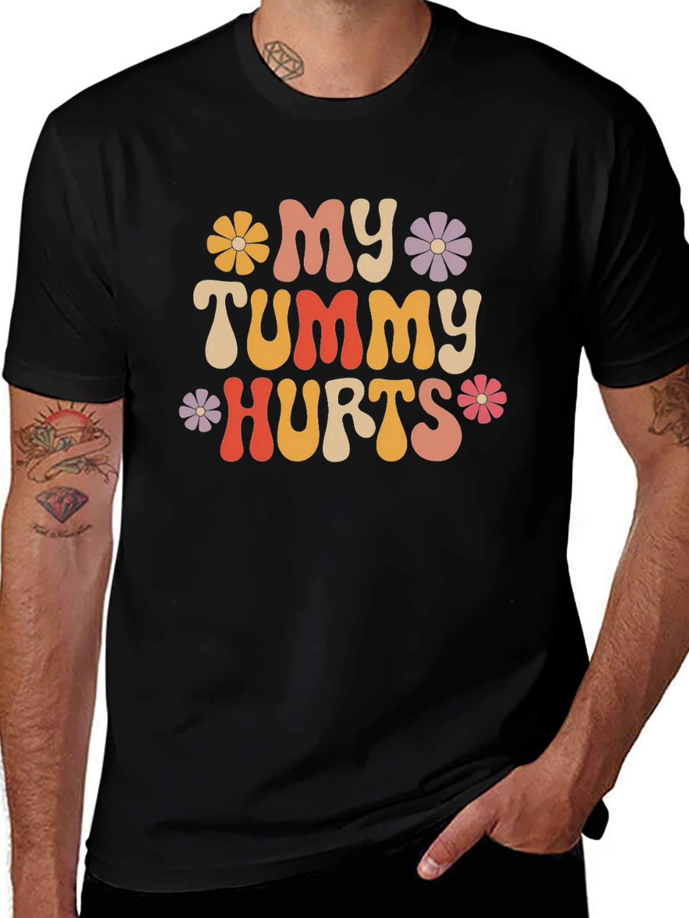 Black My Tummy Hurts Graphic Tee - Funny Shirt main image