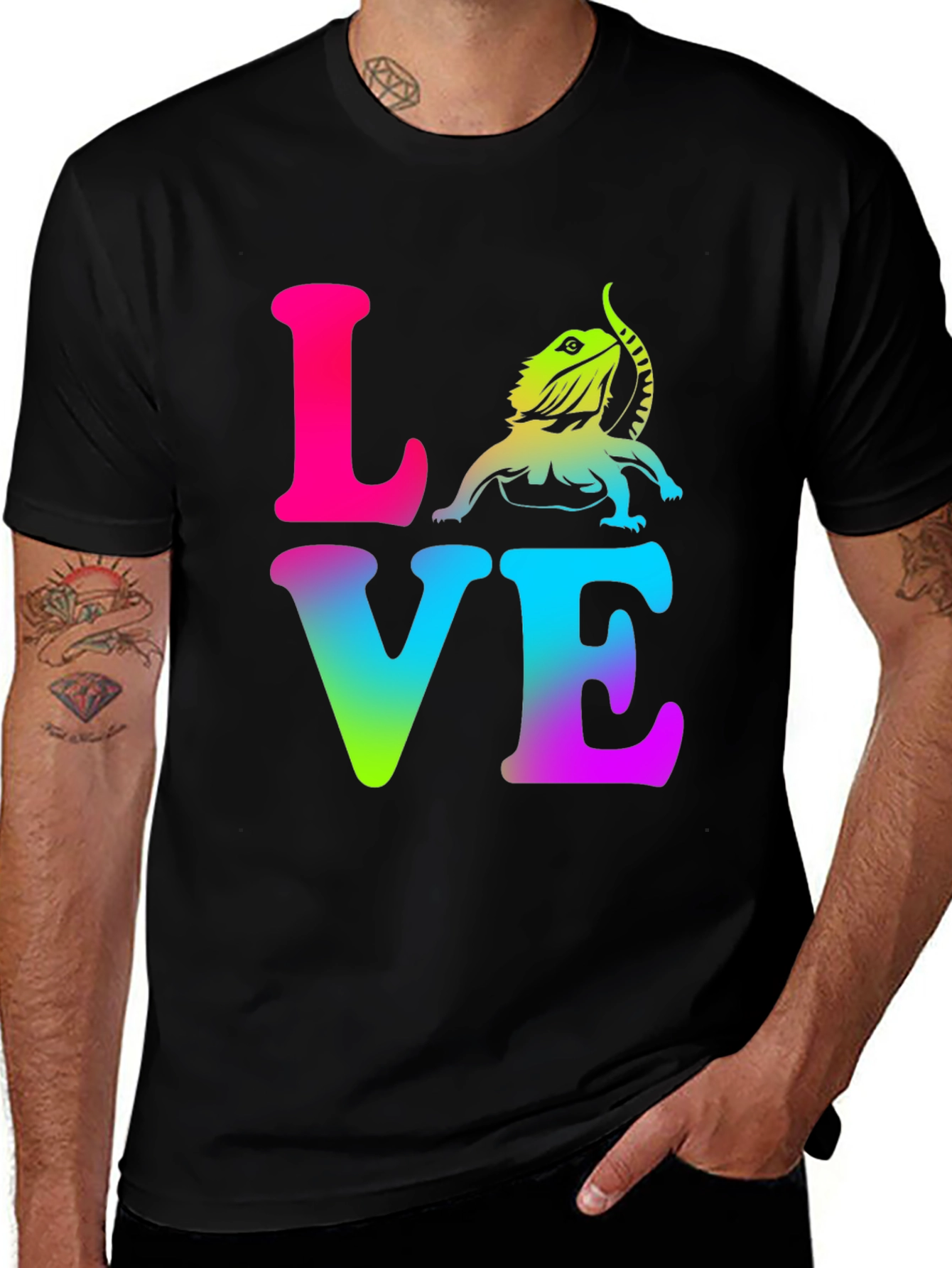 Variant 27 of Love Bearded Dragon T-Shirt - Rainbow Print