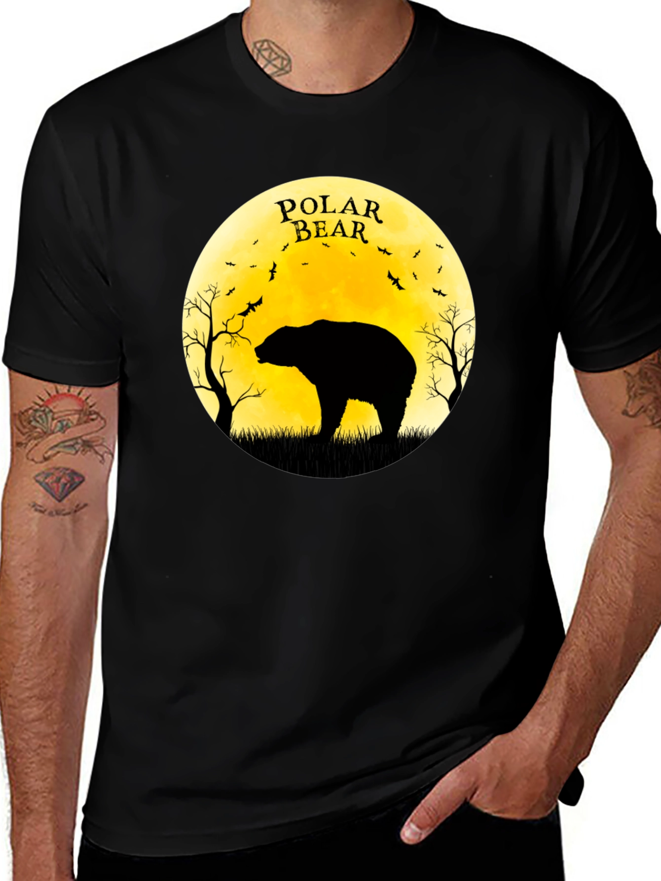 Variant 12 of Polar Bear Silhouette Graphic Tee - Black