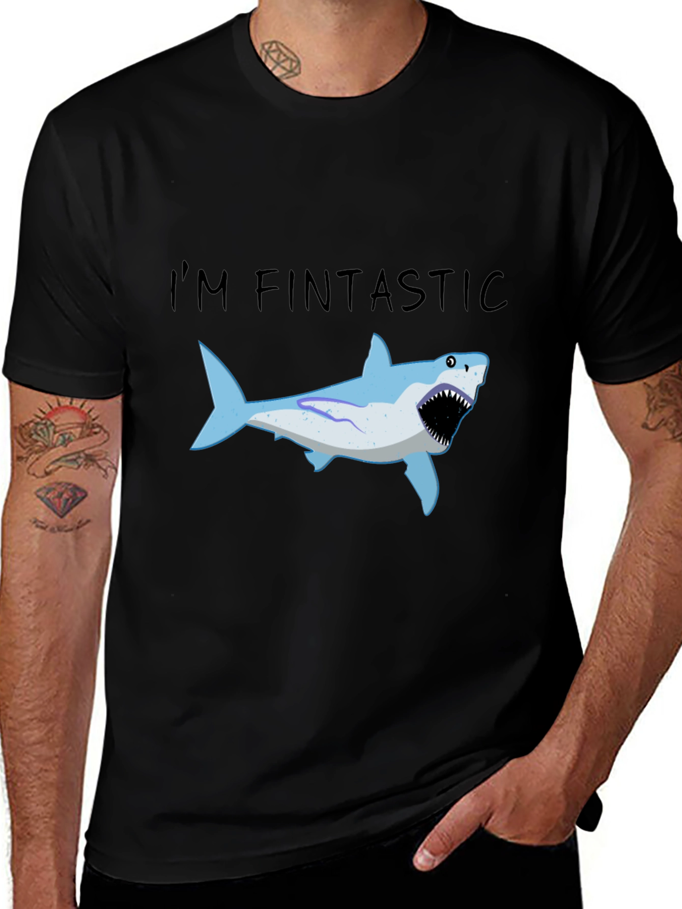 Variant 15 of Fintastic Shark T-Shirt - Funny Graphic Tee