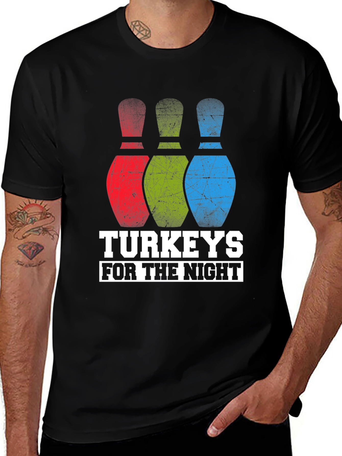 Variant 14 of Turkeys For the Night Bowling Graphic Tee
