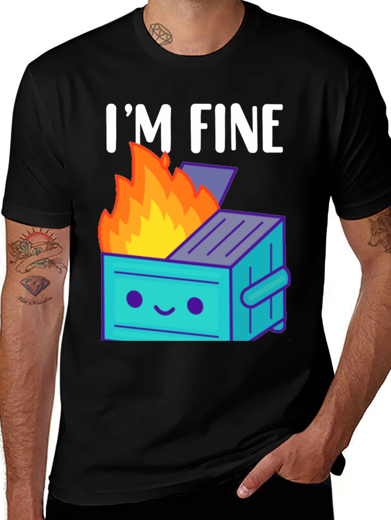 Variant 10 of I'm Fine Dumpster Fire T-Shirt - Comfy & Funny Tee