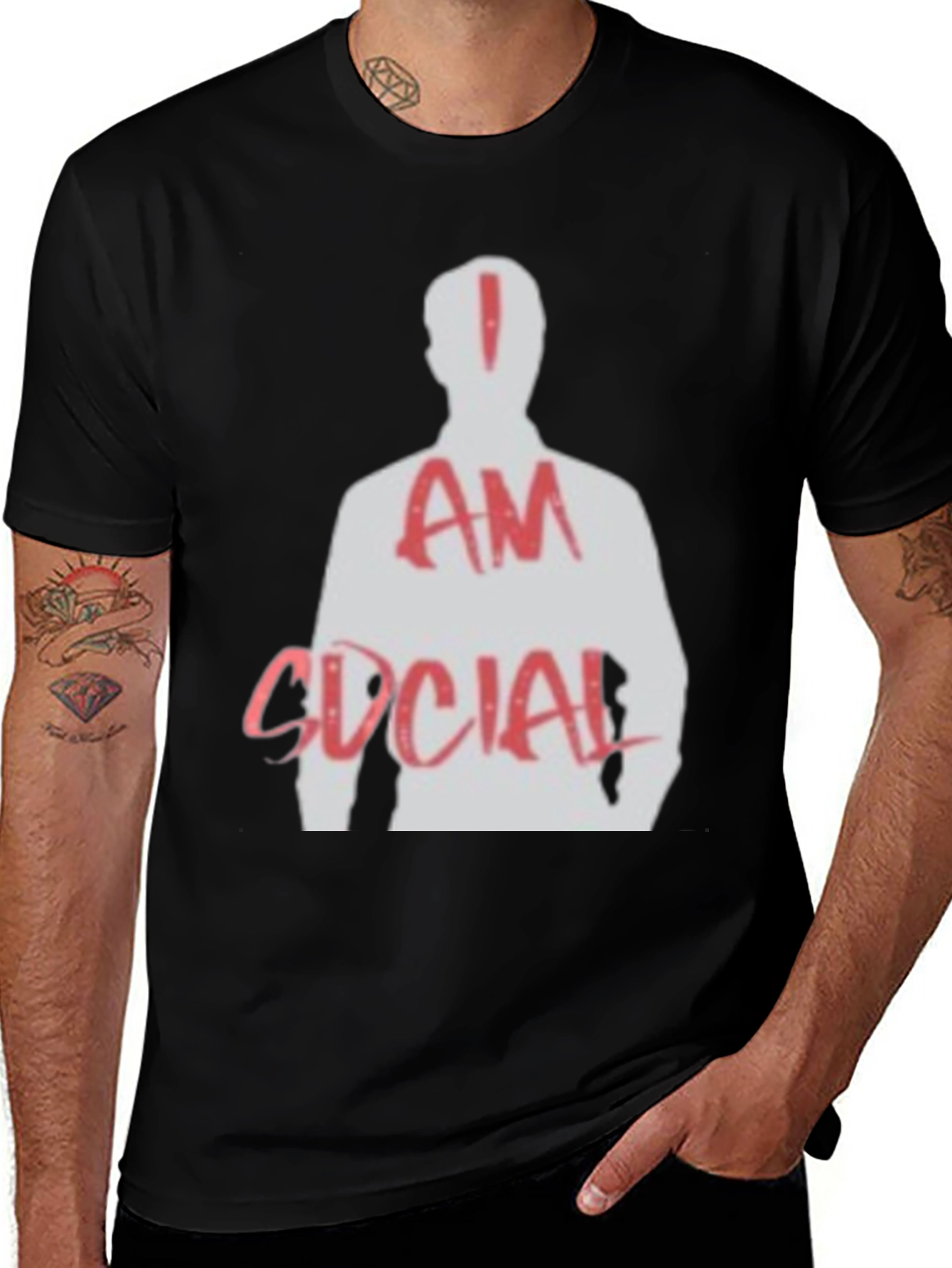 Variant 24 of I am Social T-Shirt - Black Graphic Tee