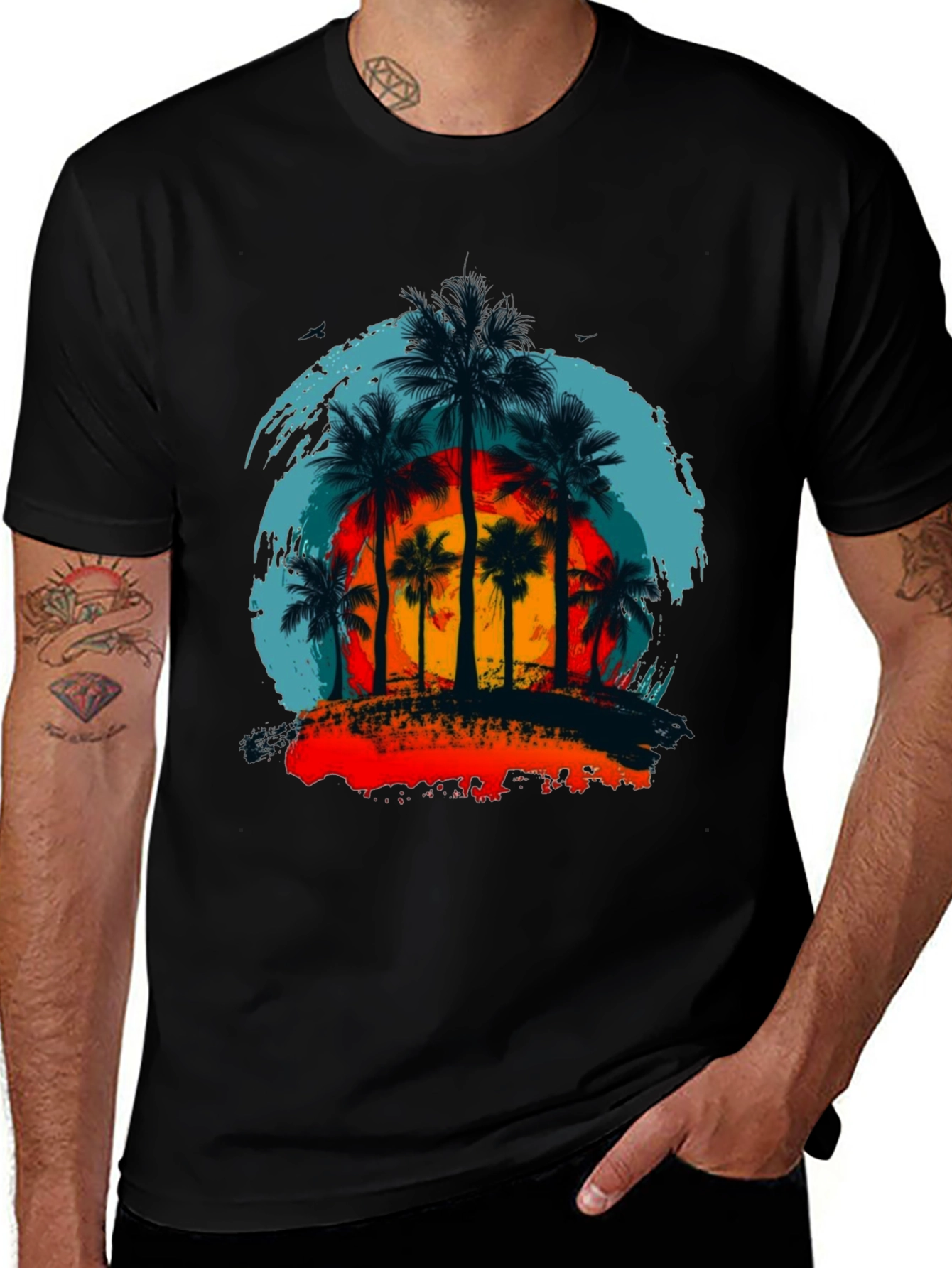 Variant 12 of Tropical Palm Tree Sunset Graphic Tee
