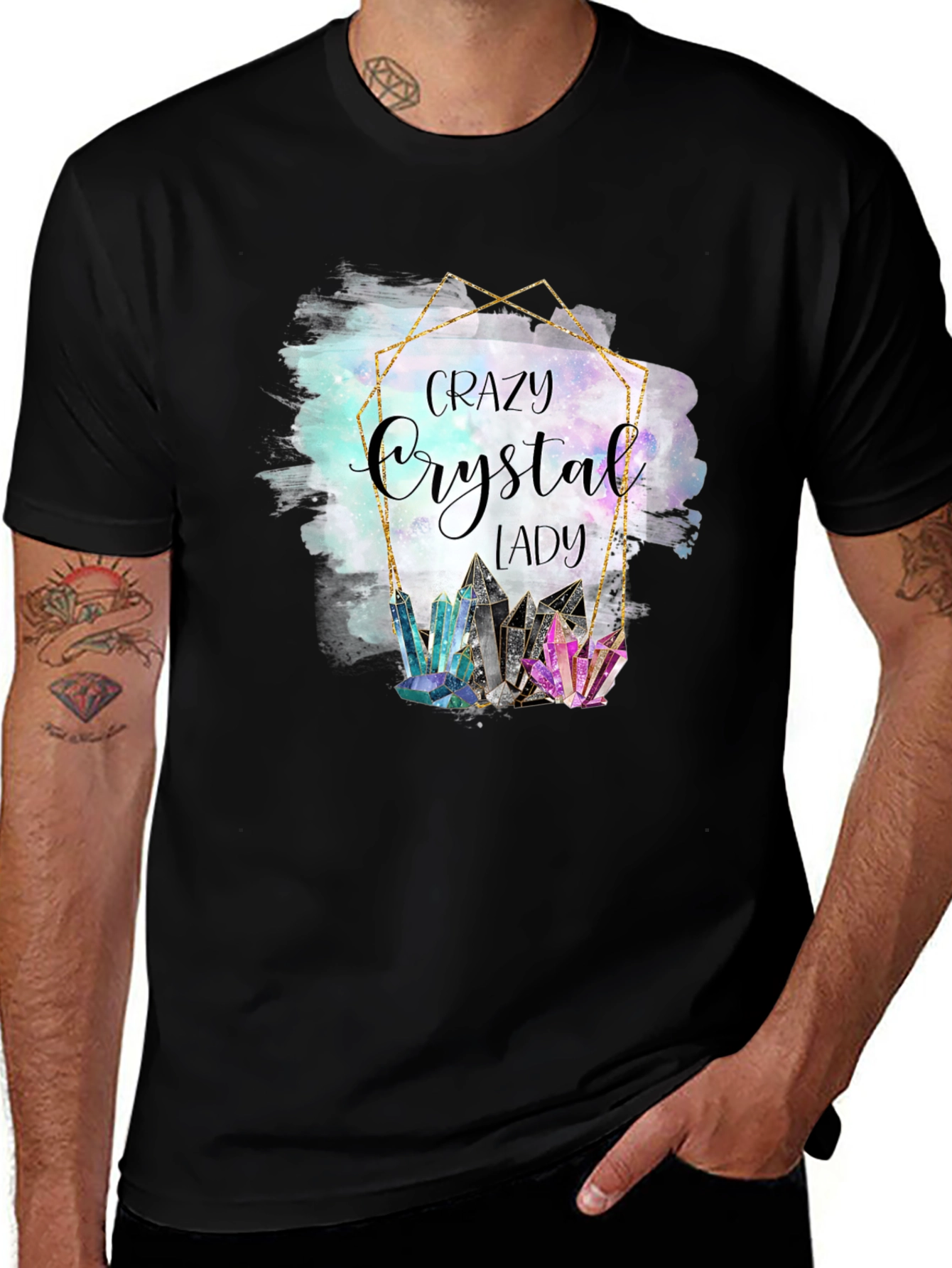 Variant 29 of Crazy Crystal Lady T-Shirt - Unique Watercolor Design