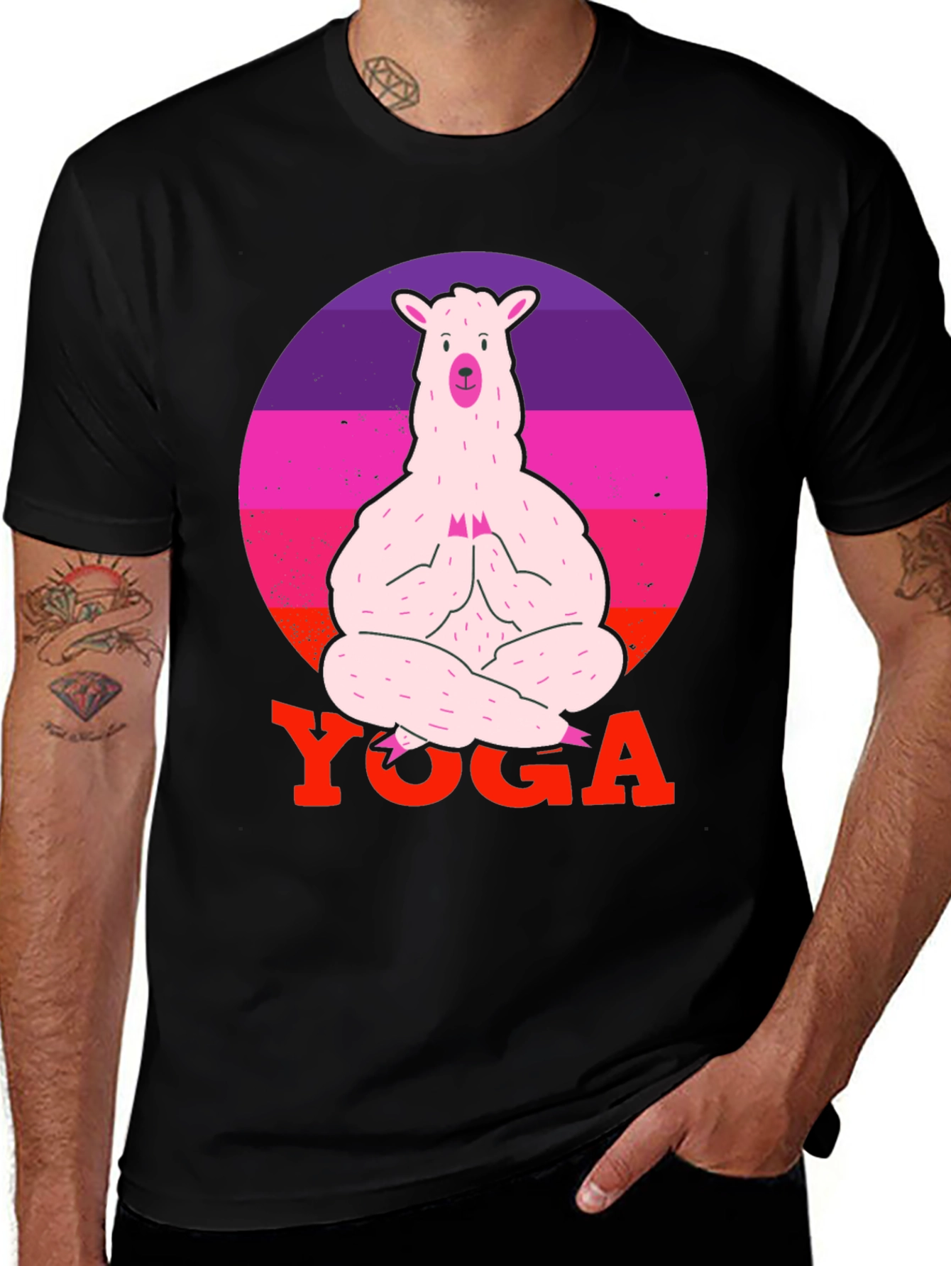 Variant 4 of Llama Yoga T-Shirt - Meditating Alpaca Tee