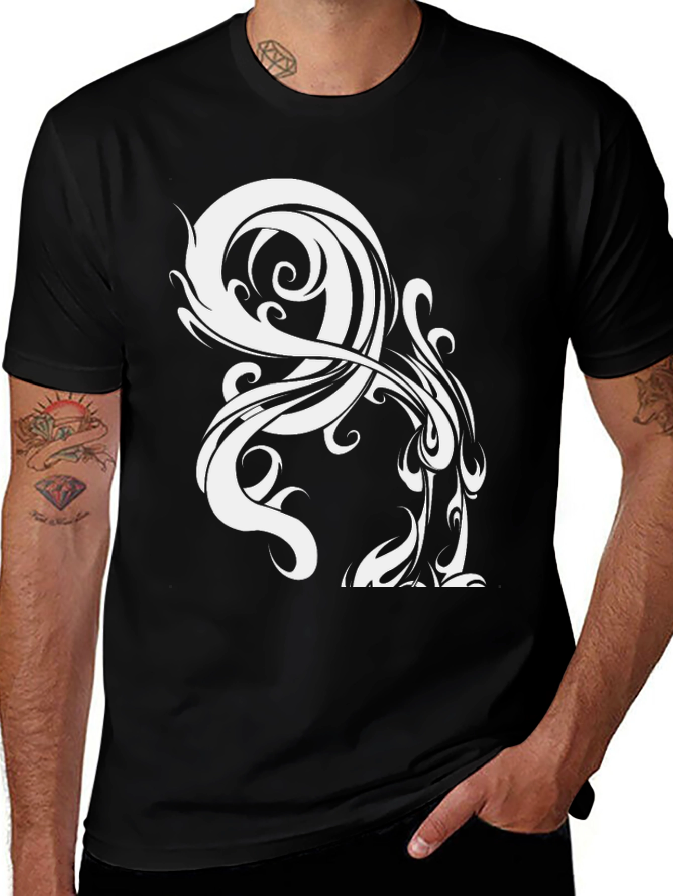 Variant 18 of Abstract Swirl Design Black T-Shirt