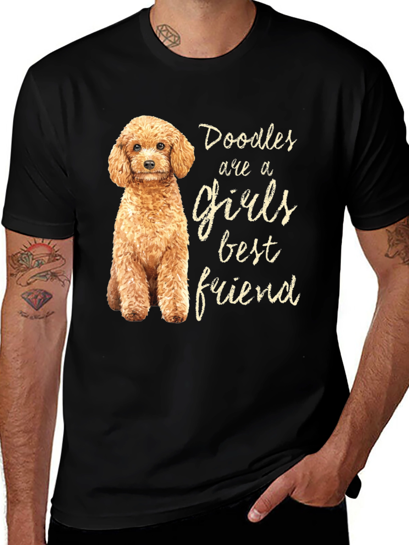 Variant 4 of Doodle Girls Best Friend Black T-Shirt