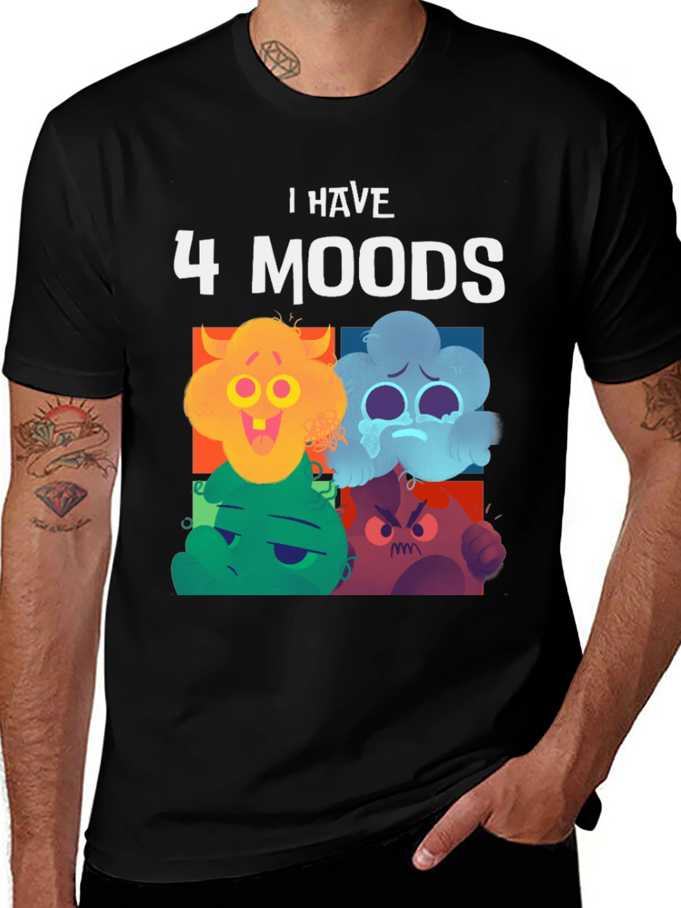 4 Moods T-Shirt - Funny Graphic Tee