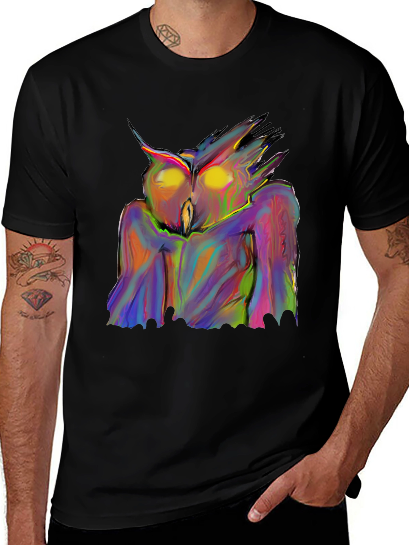 Variant 27 of Vivid Owl Graphic Tee - Unique Design