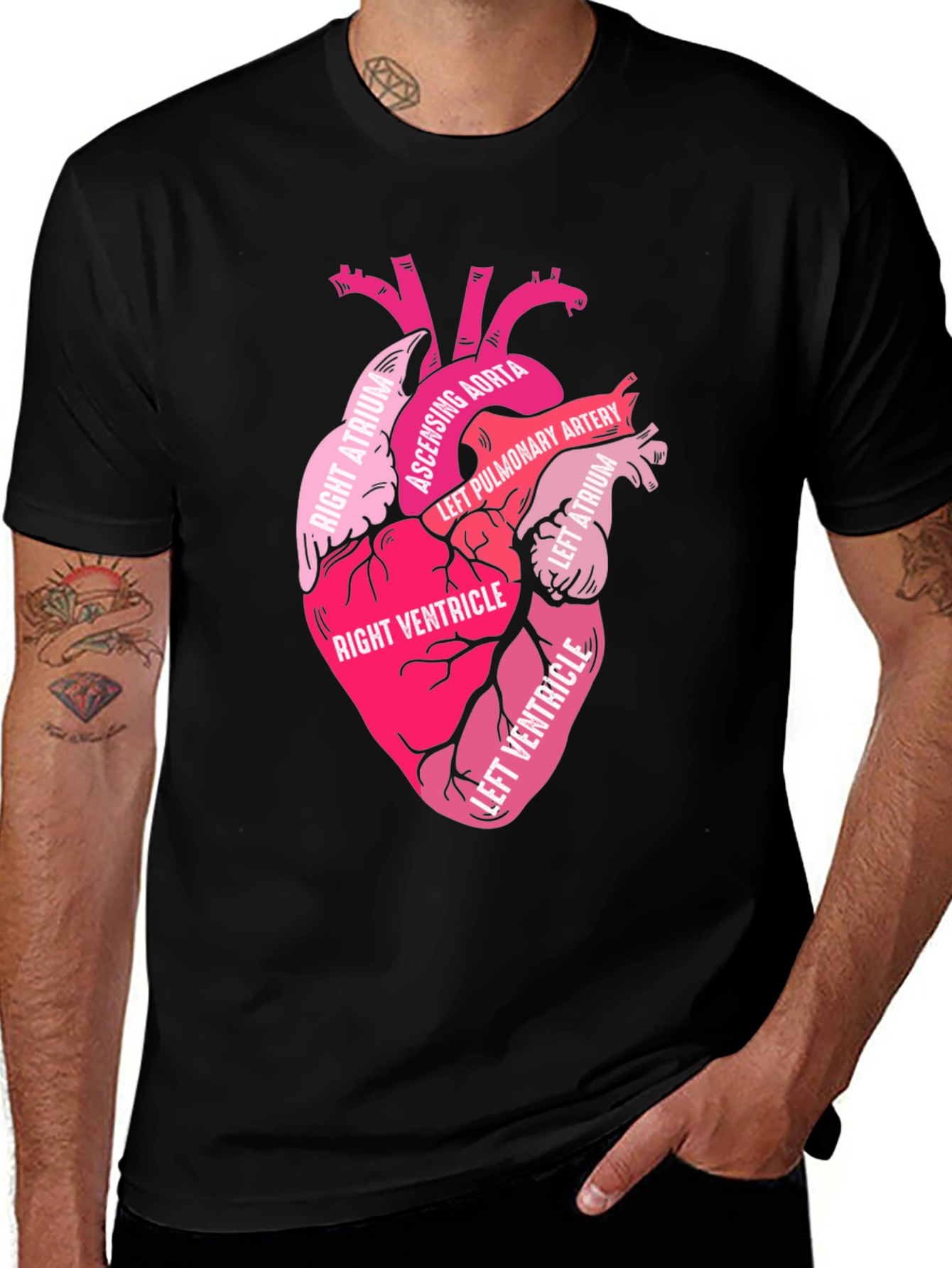 Variant 7 of Anatomical Heart Graphic T-Shirt - Medical Anatomy Tee