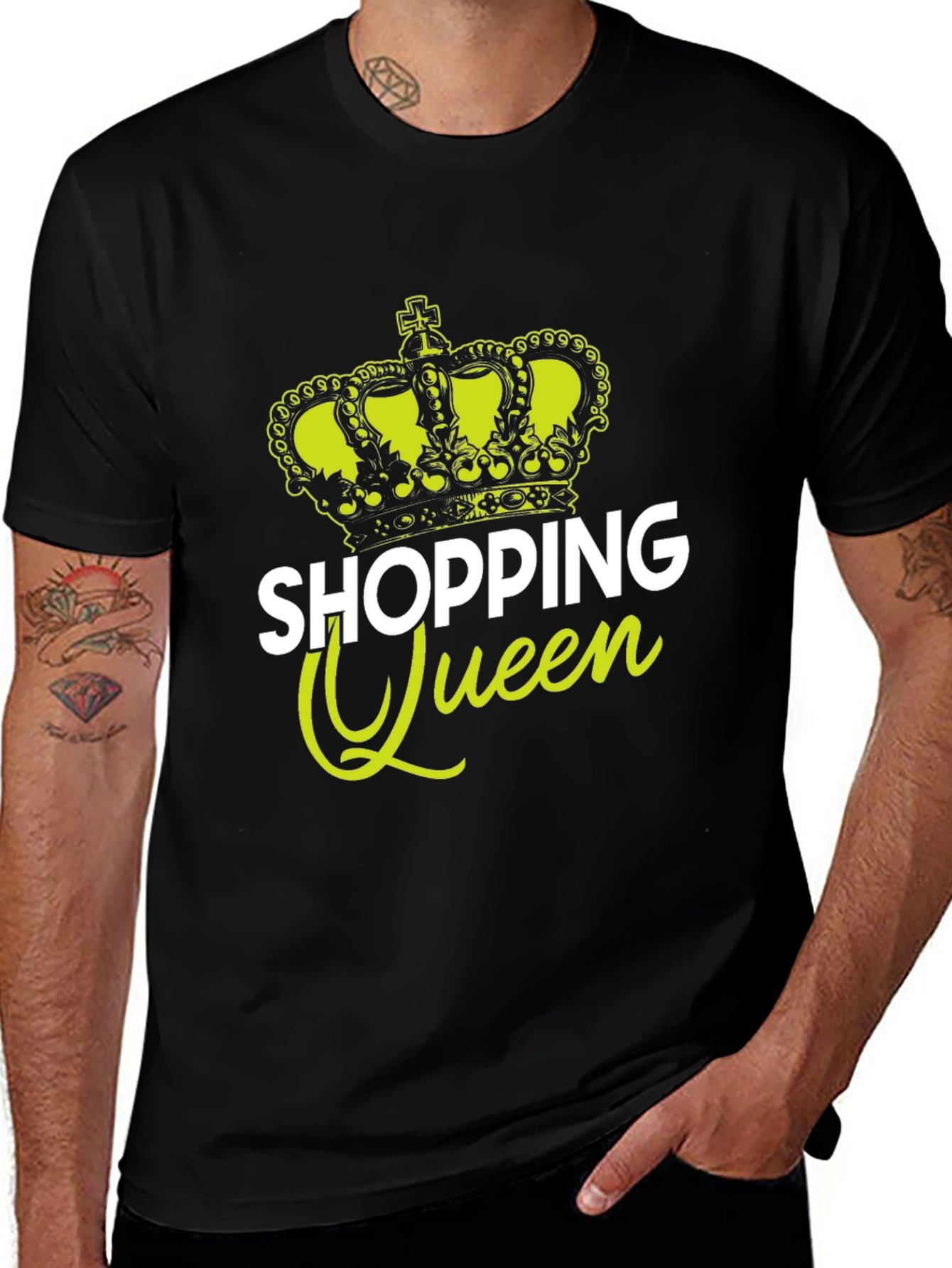 Variant 28 of Shopping Queen Black T-Shirt Crown Graphic