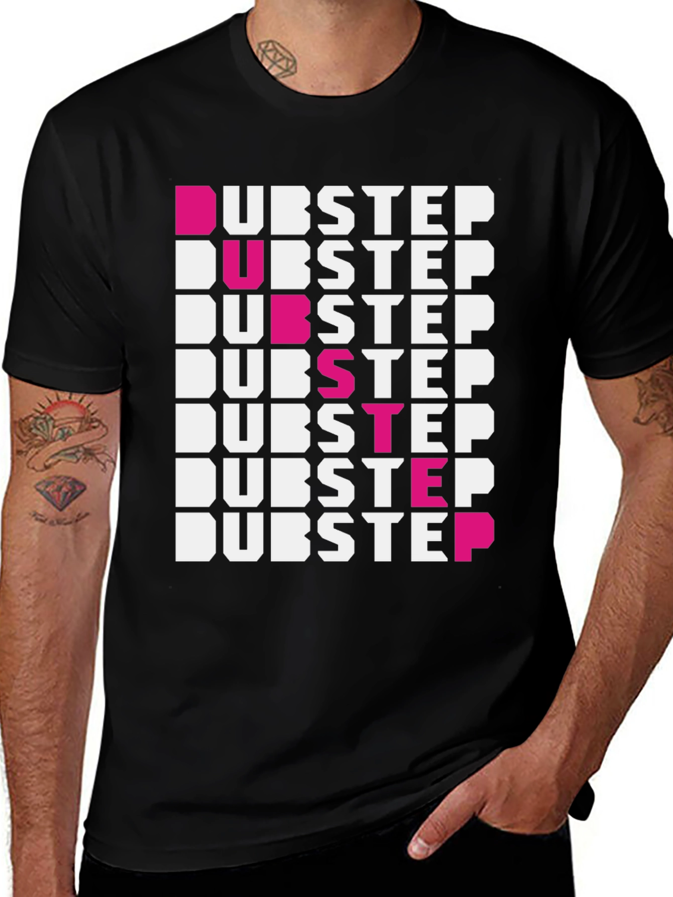 Dubstep Graphic Print Black T-Shirt