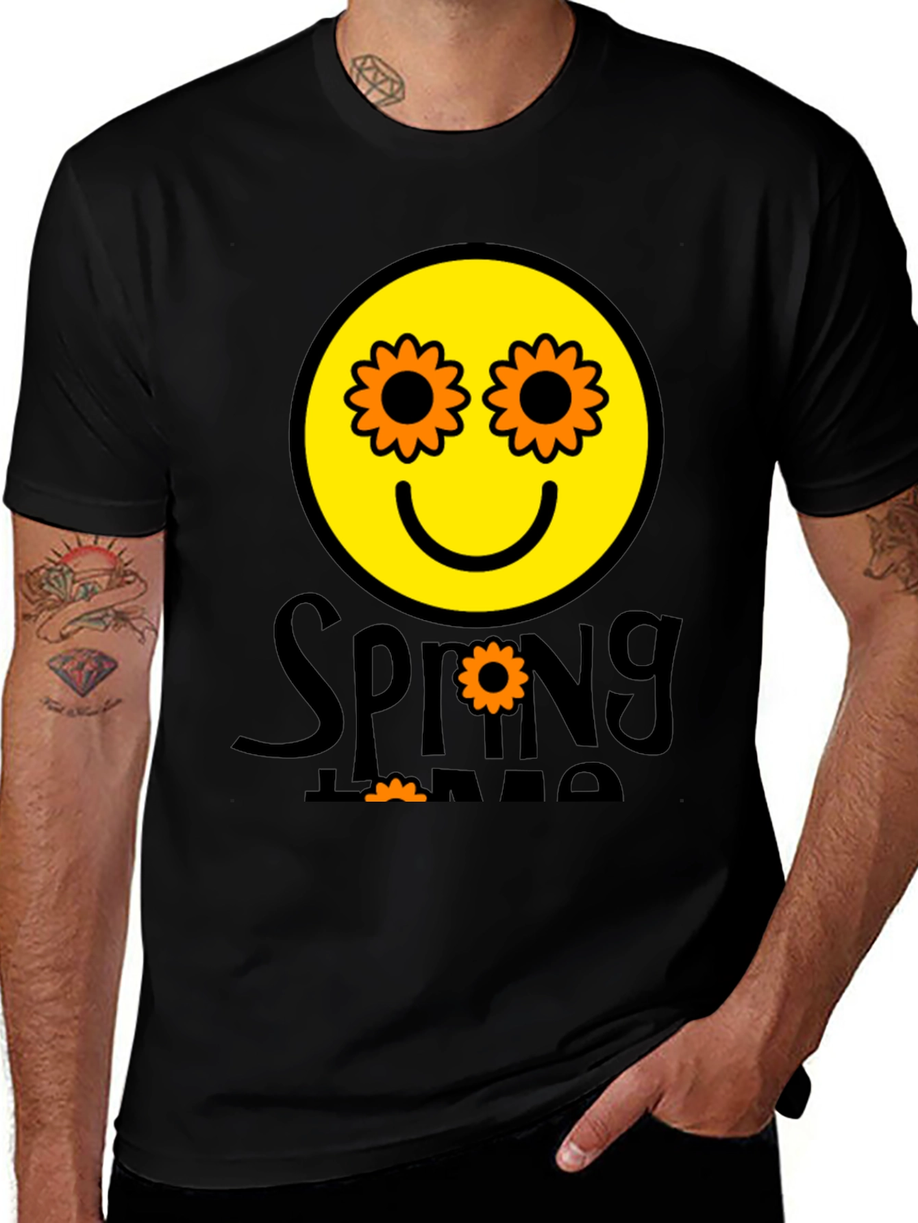 Spring Time Smiley Face Graphic T-Shirt