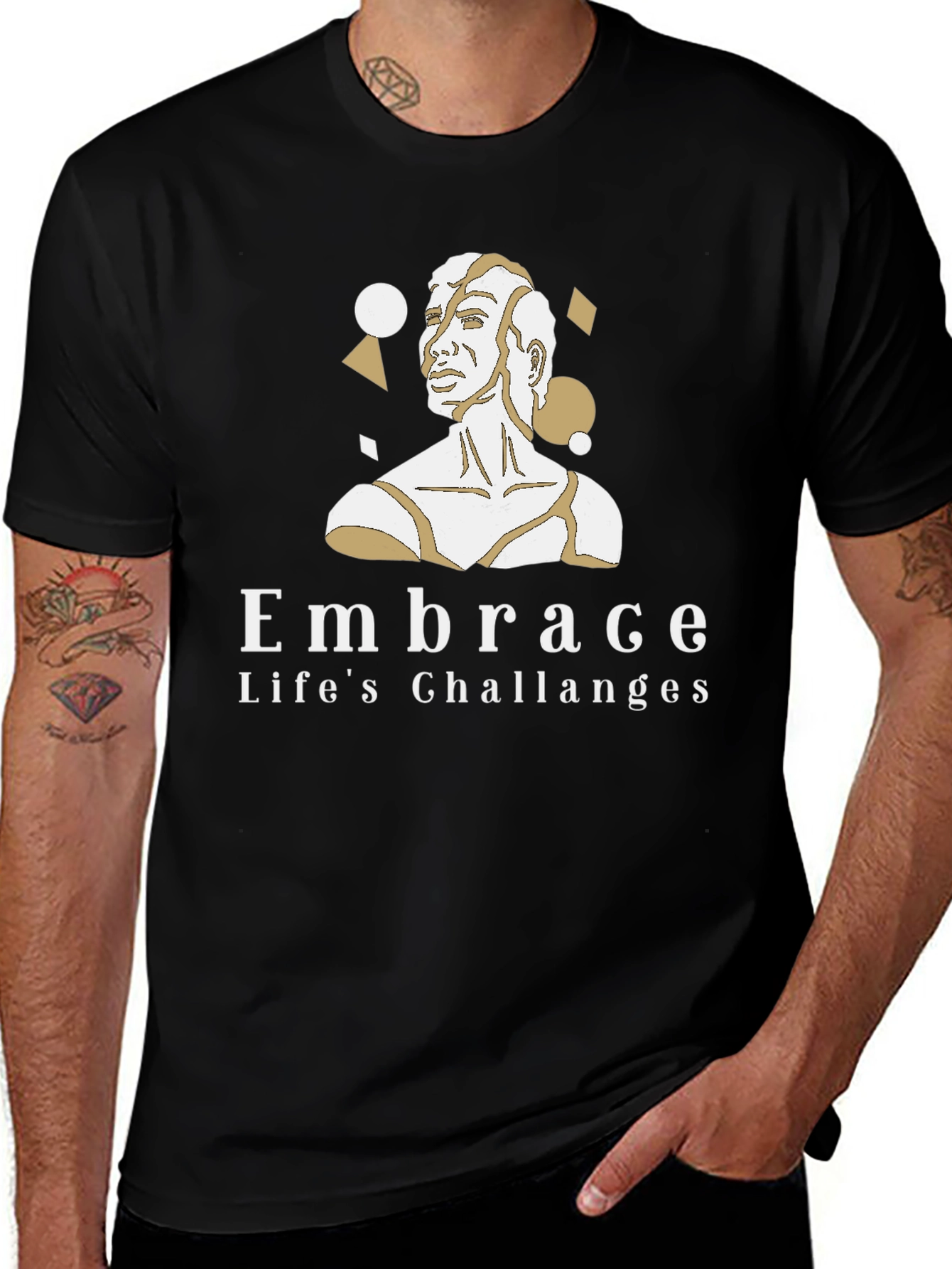 Black Embrace Life's Challenges Black Graphic Tee main image